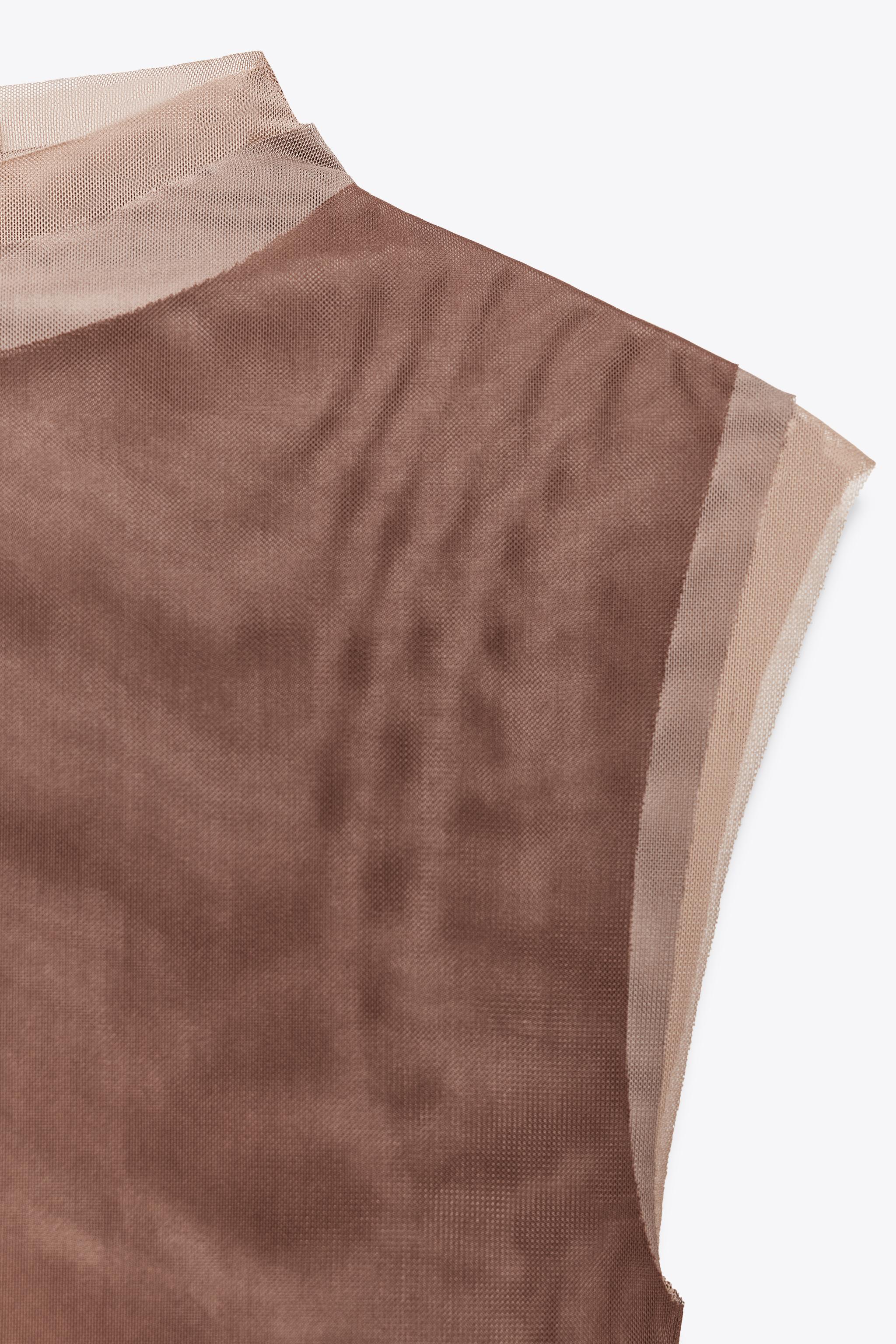 TULLE MOCK NECK T-SHIRT