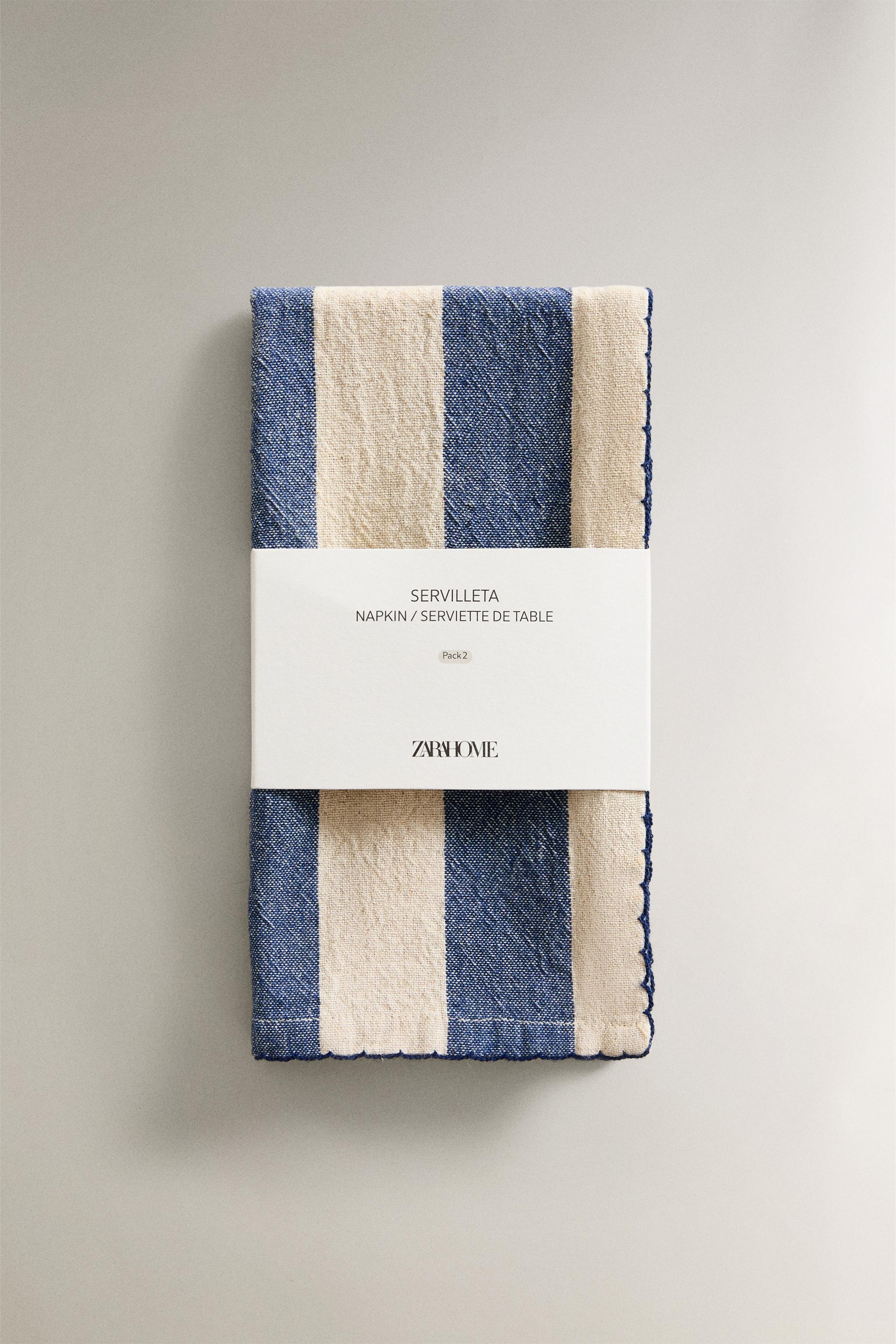 SET OF DYED THREAD STRIPED NAPKINS (SET OF 2)