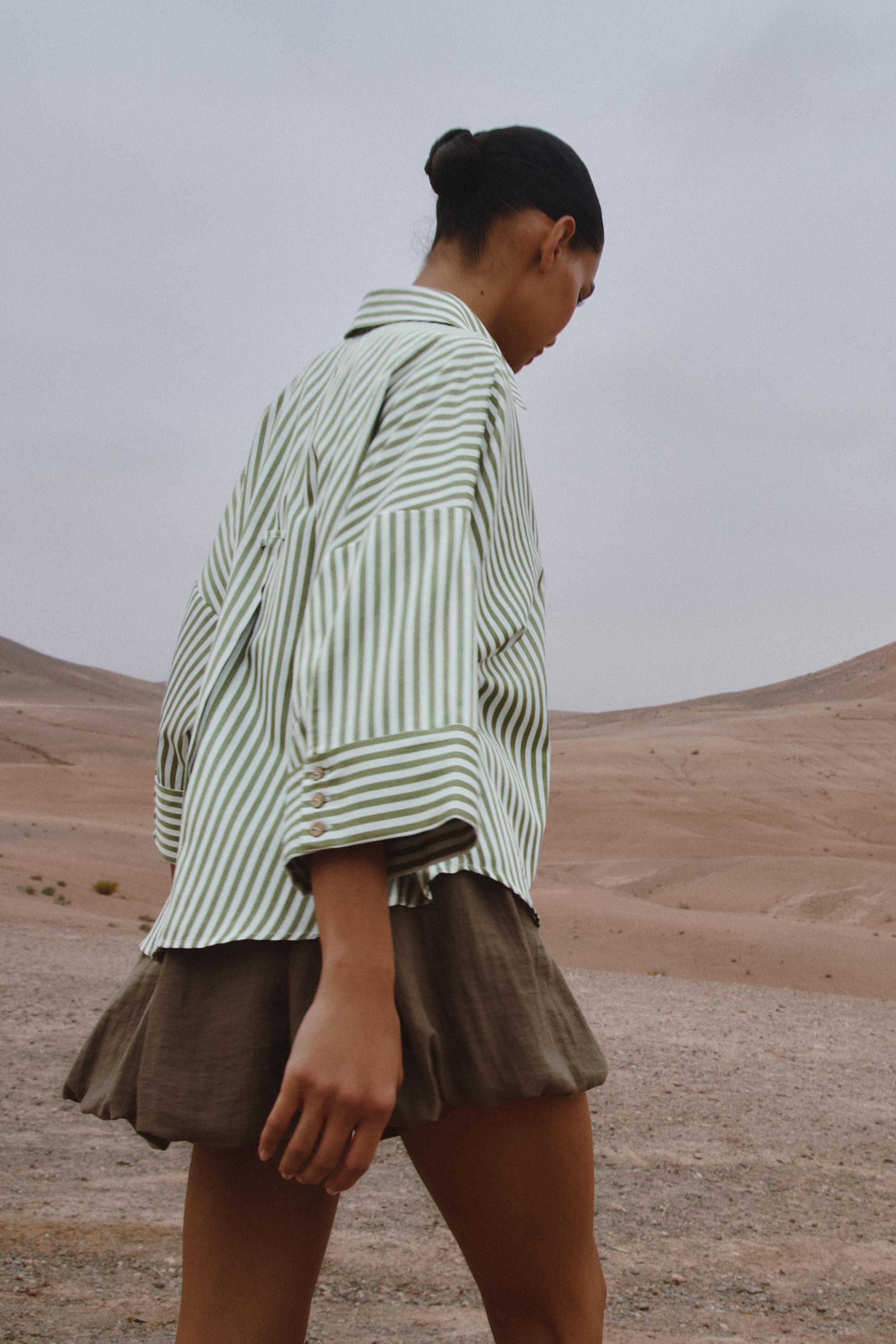 STRIPED SHIRT WITH CUFFED SLEEVES