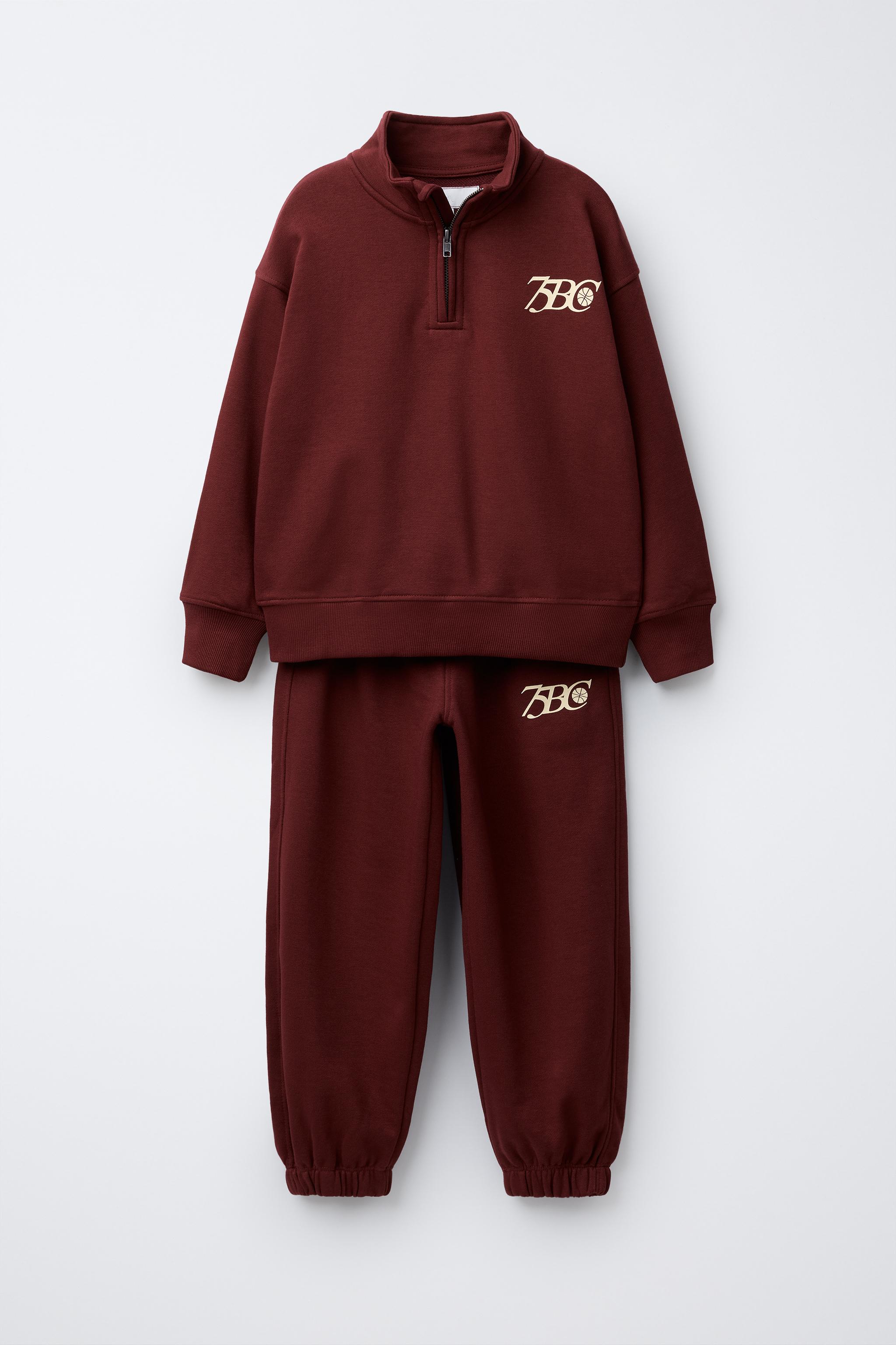 TEXT ZIP-UP SWEATSHIRT AND JOGGER PANTS SET