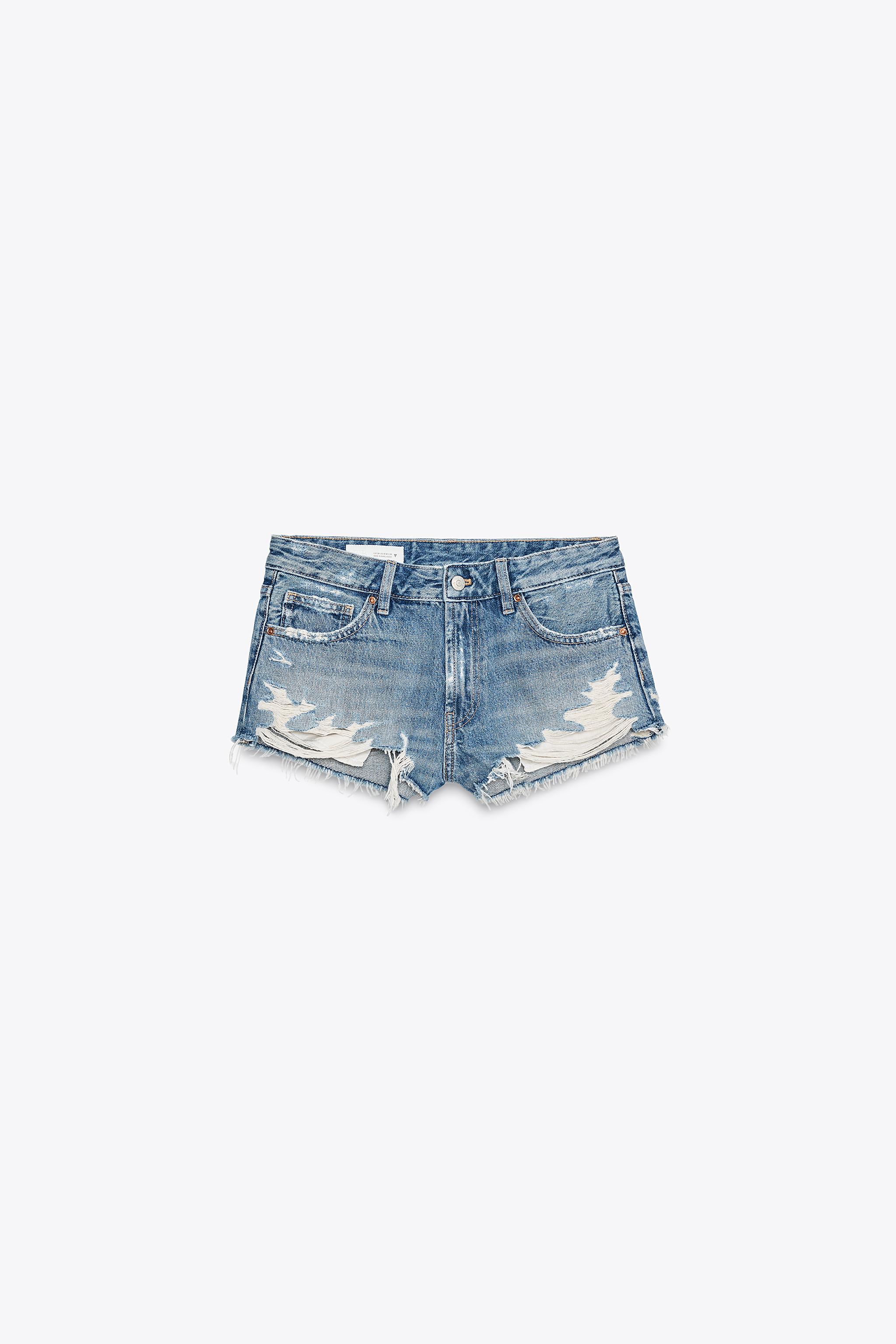 TRF RIPPED MID-RISE DENIM SHORTS
