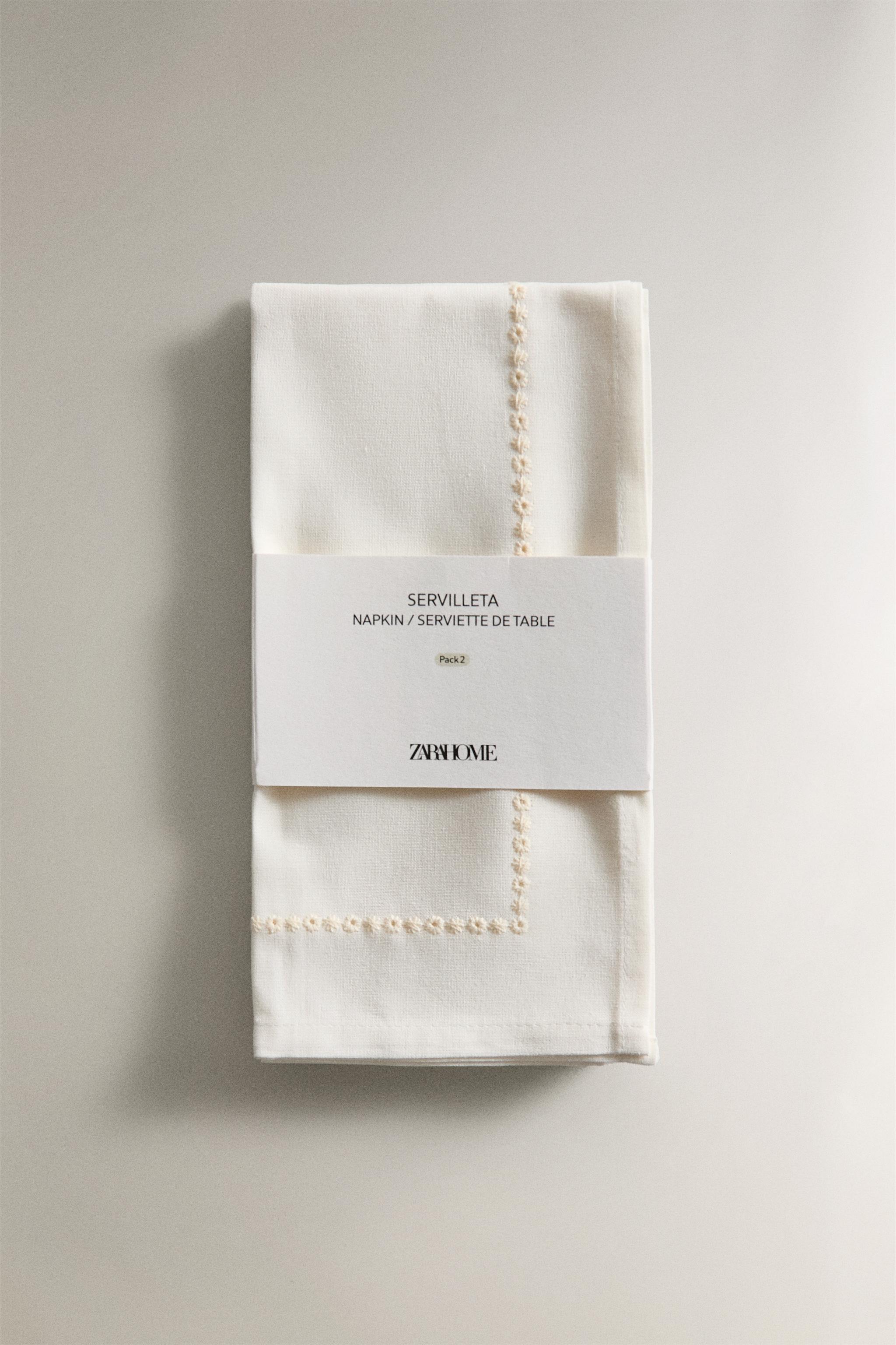 SET OF EMBROIDERED FLORAL INSERT NAPKINS (SET OF 2)