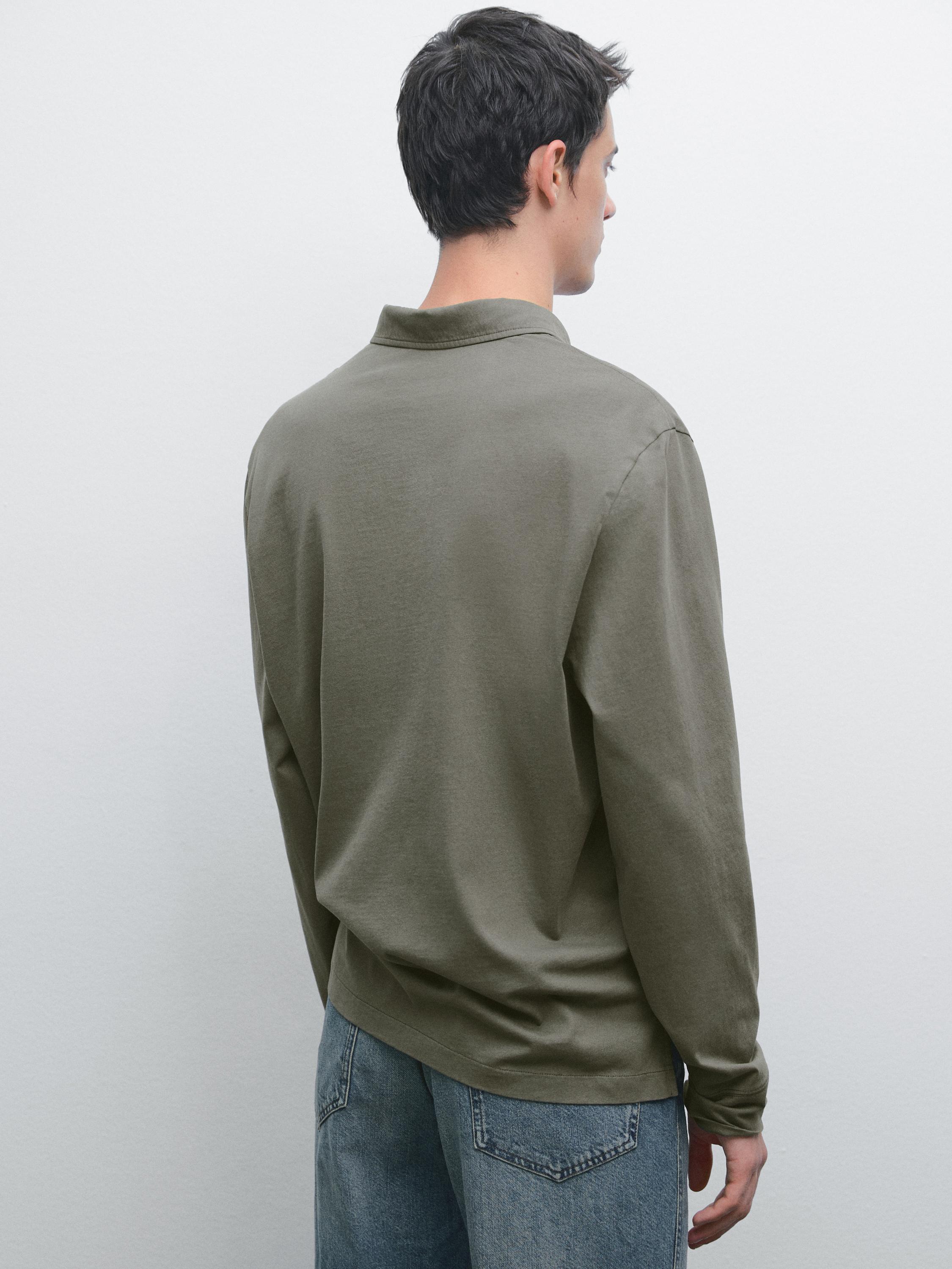 100% cotton distressed-effect polo shirt