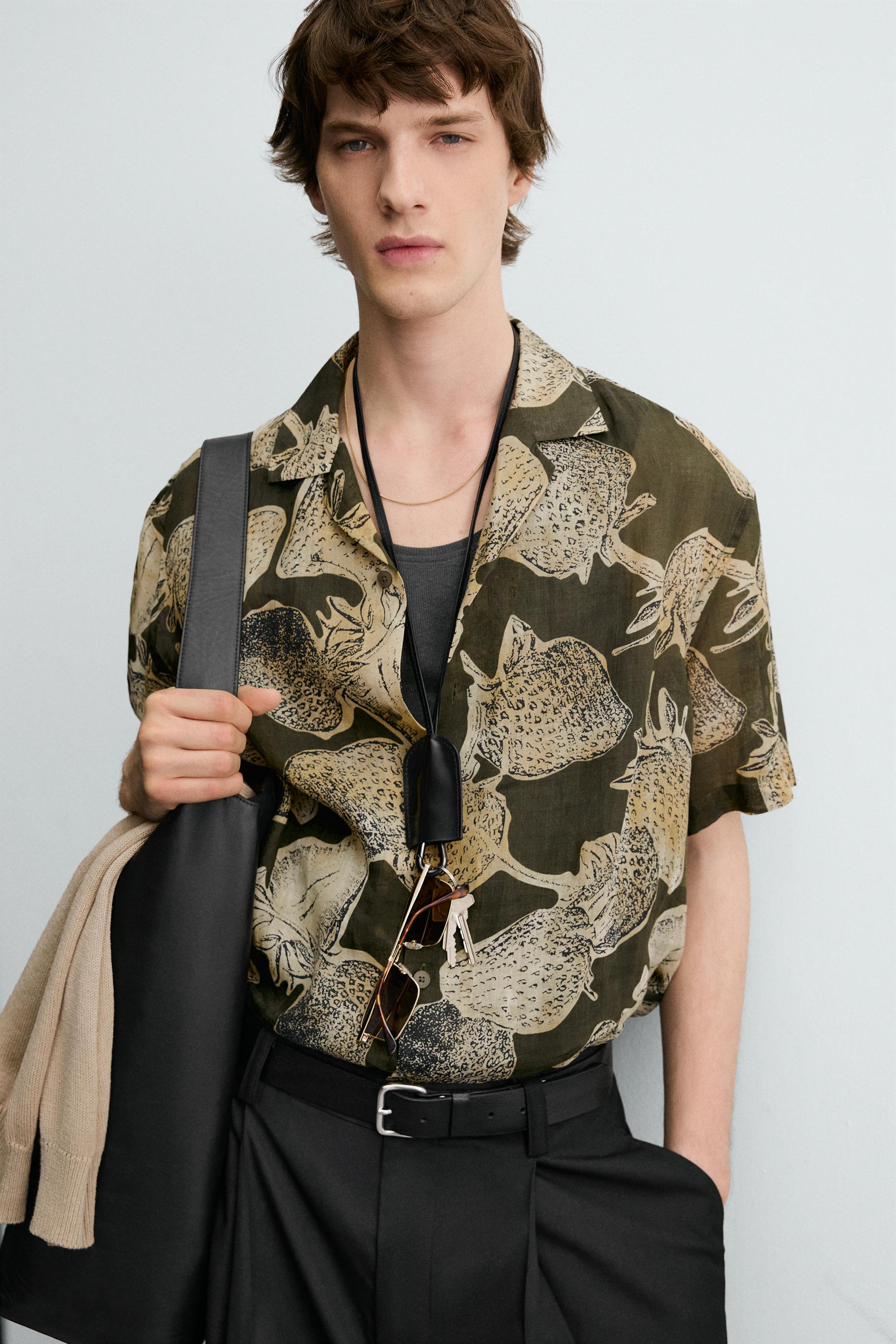 STRAWBERRY PRINT 100% RAMIE SHIRT