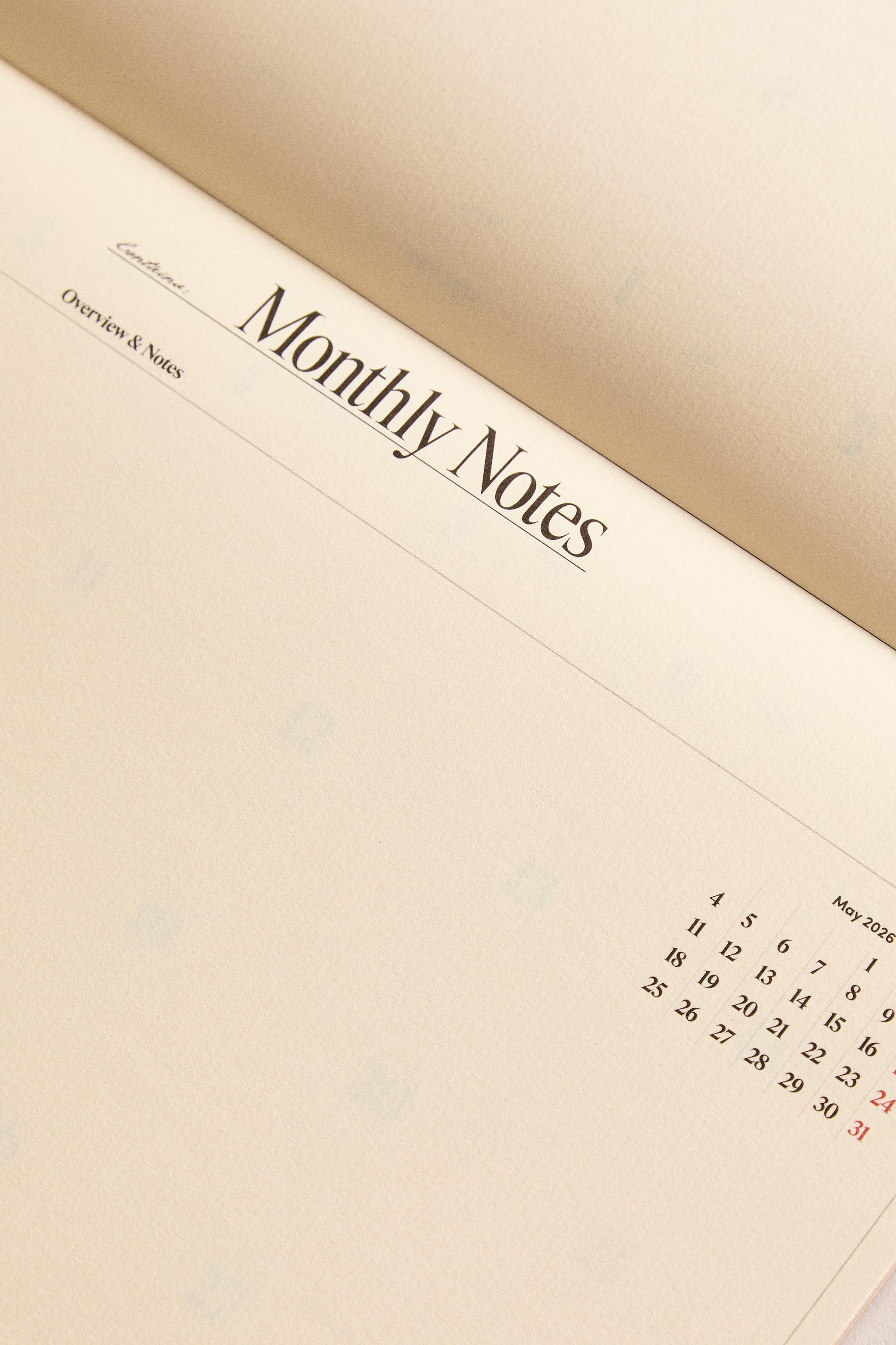 A5 MONTHLY PLANNER WITH GOLD RIMS