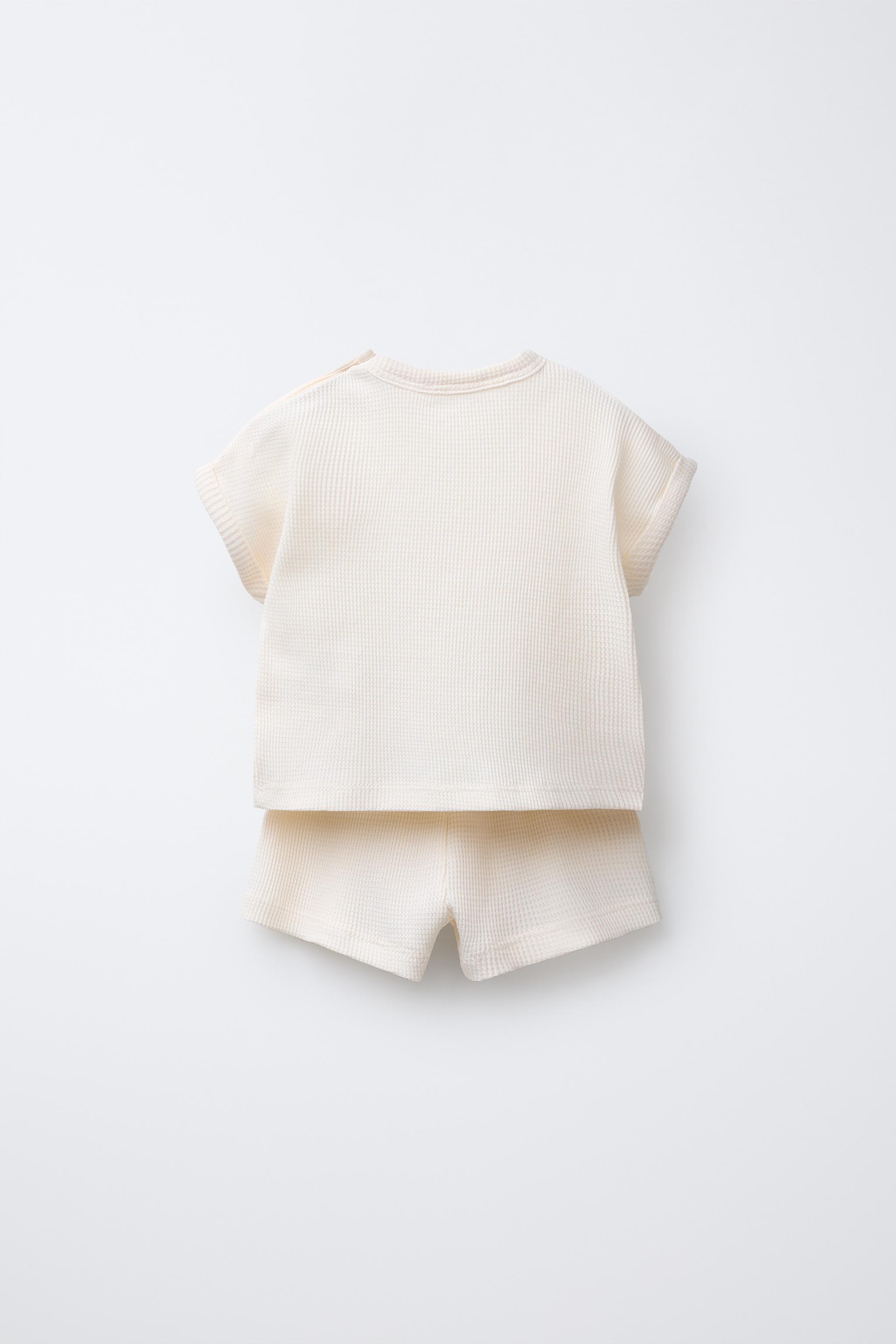 PLAIN WAFFLE T-SHIRT AND BERMUDA SET