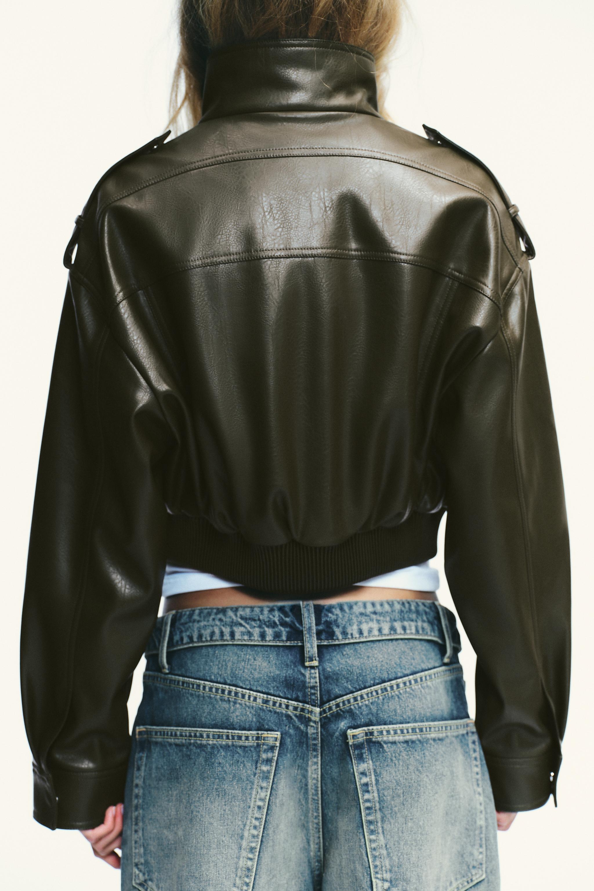 FAUX LEATHER CROPPED JACKET