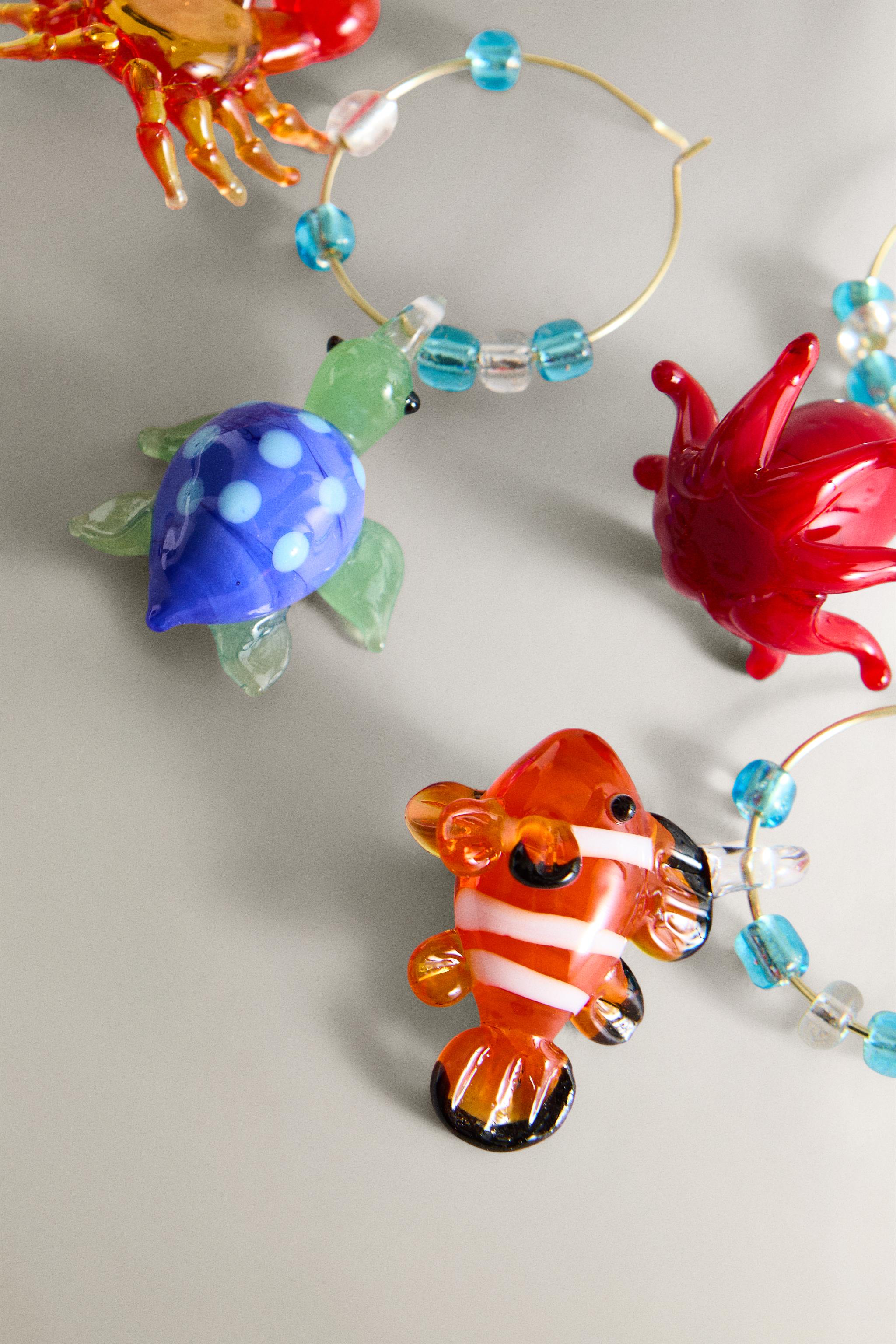SET OF MARINE ANIMAL GLASS CHARMS (SET OF 6)