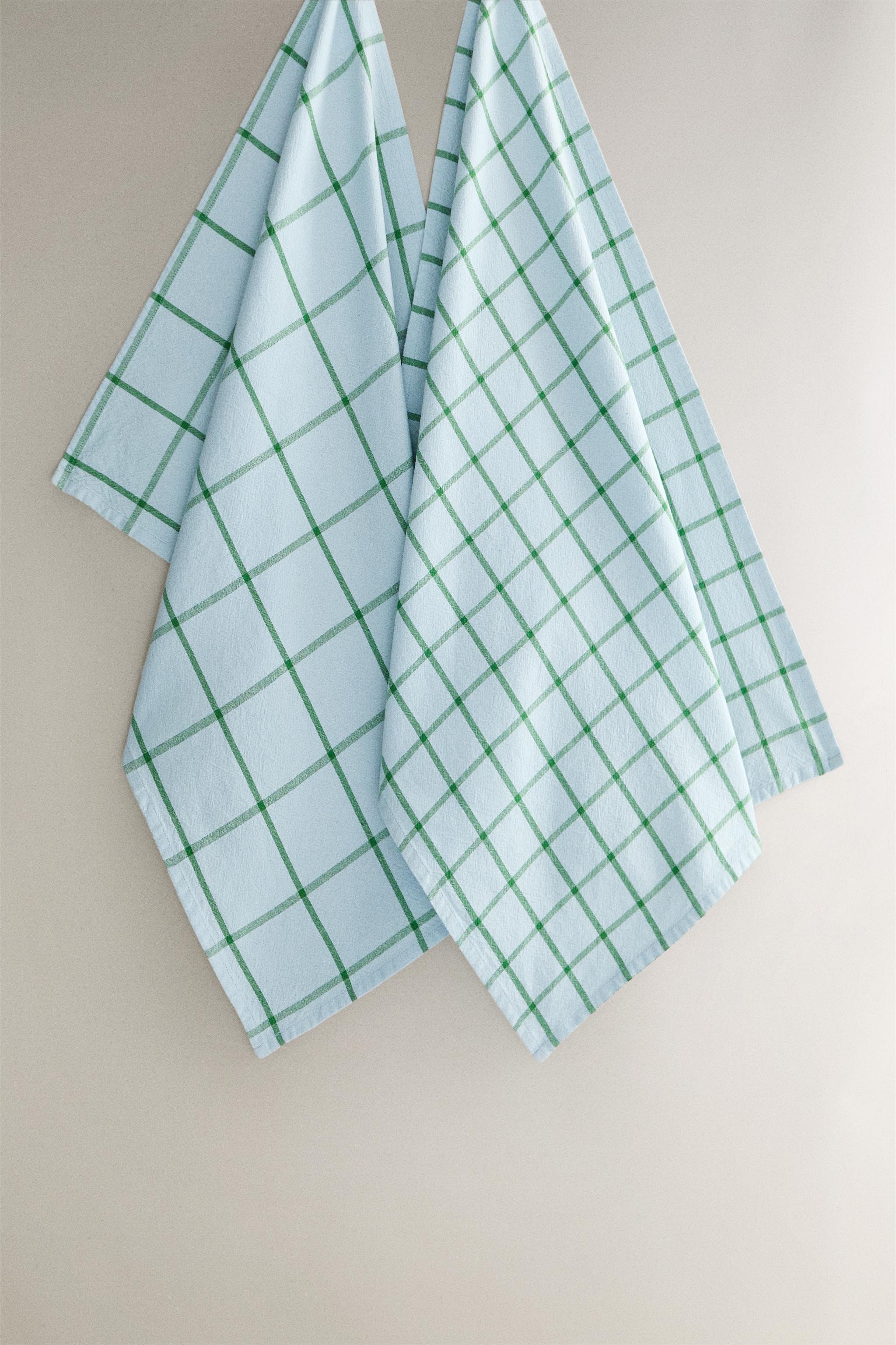 SET OF CHECK COTTON KITCHEN TOWELS (SET OF 2)
