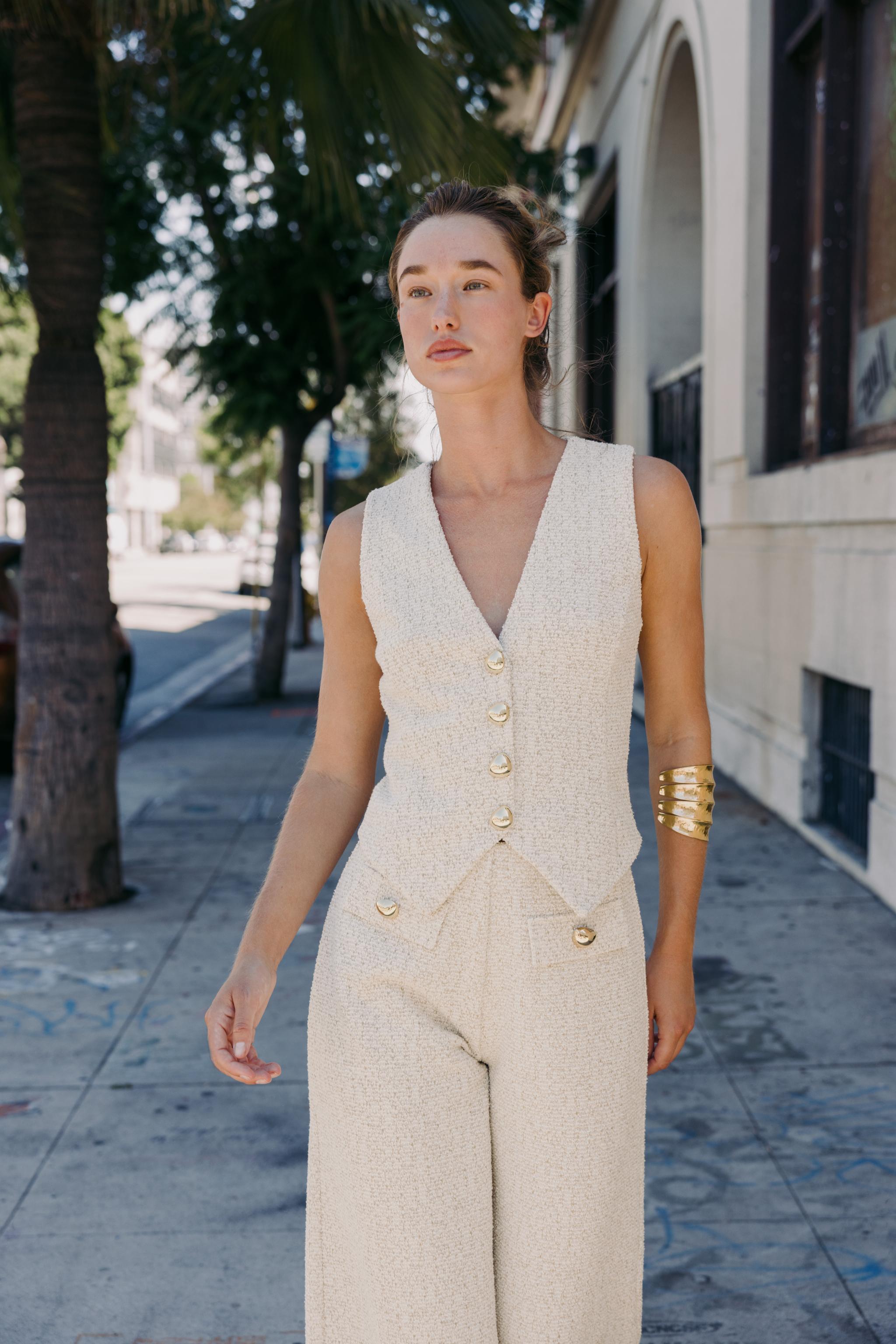 TEXTURED BUTTON VEST