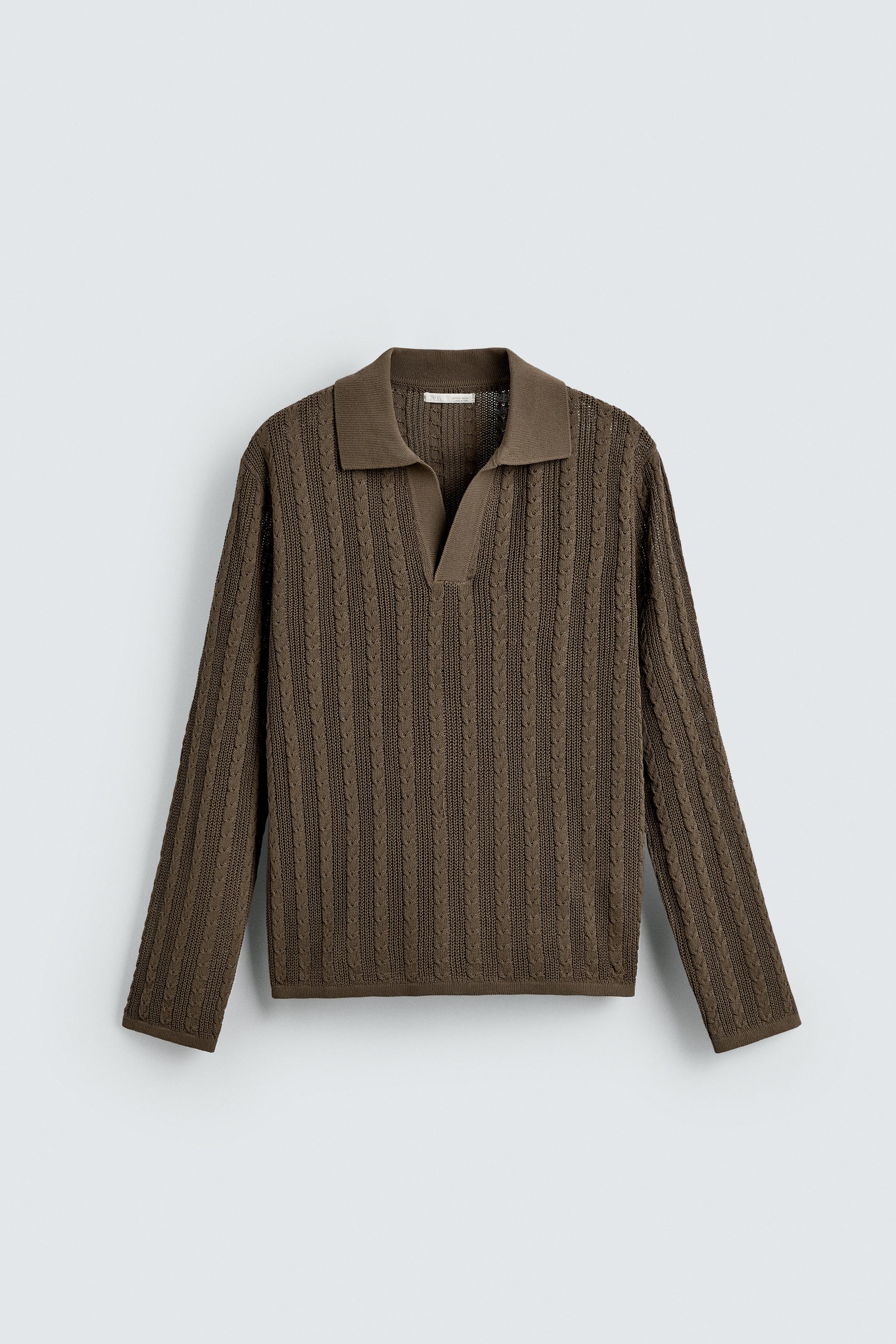 CABLE KNIT POLO SHIRT