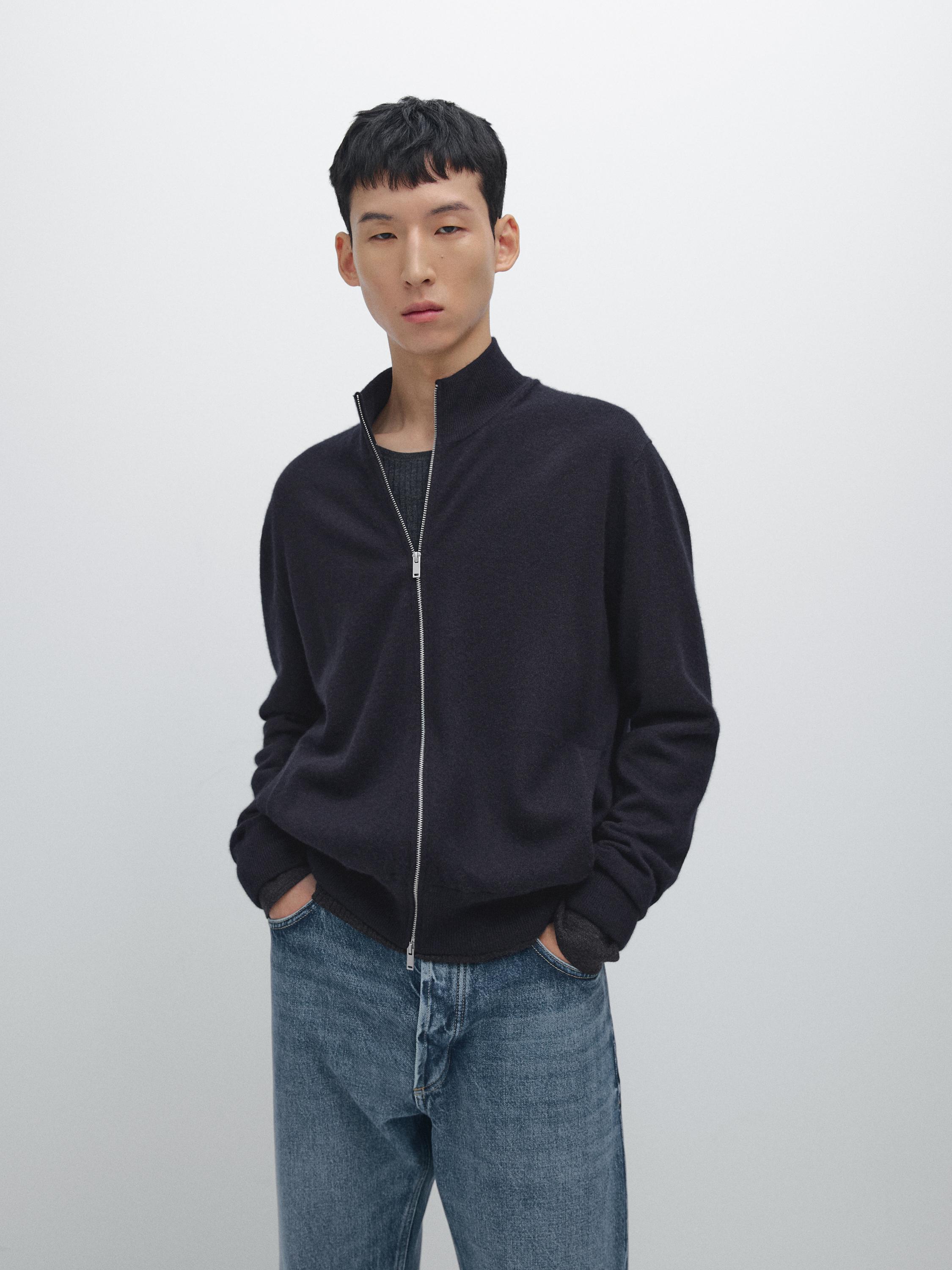 100% cashmere zip-up cardigan