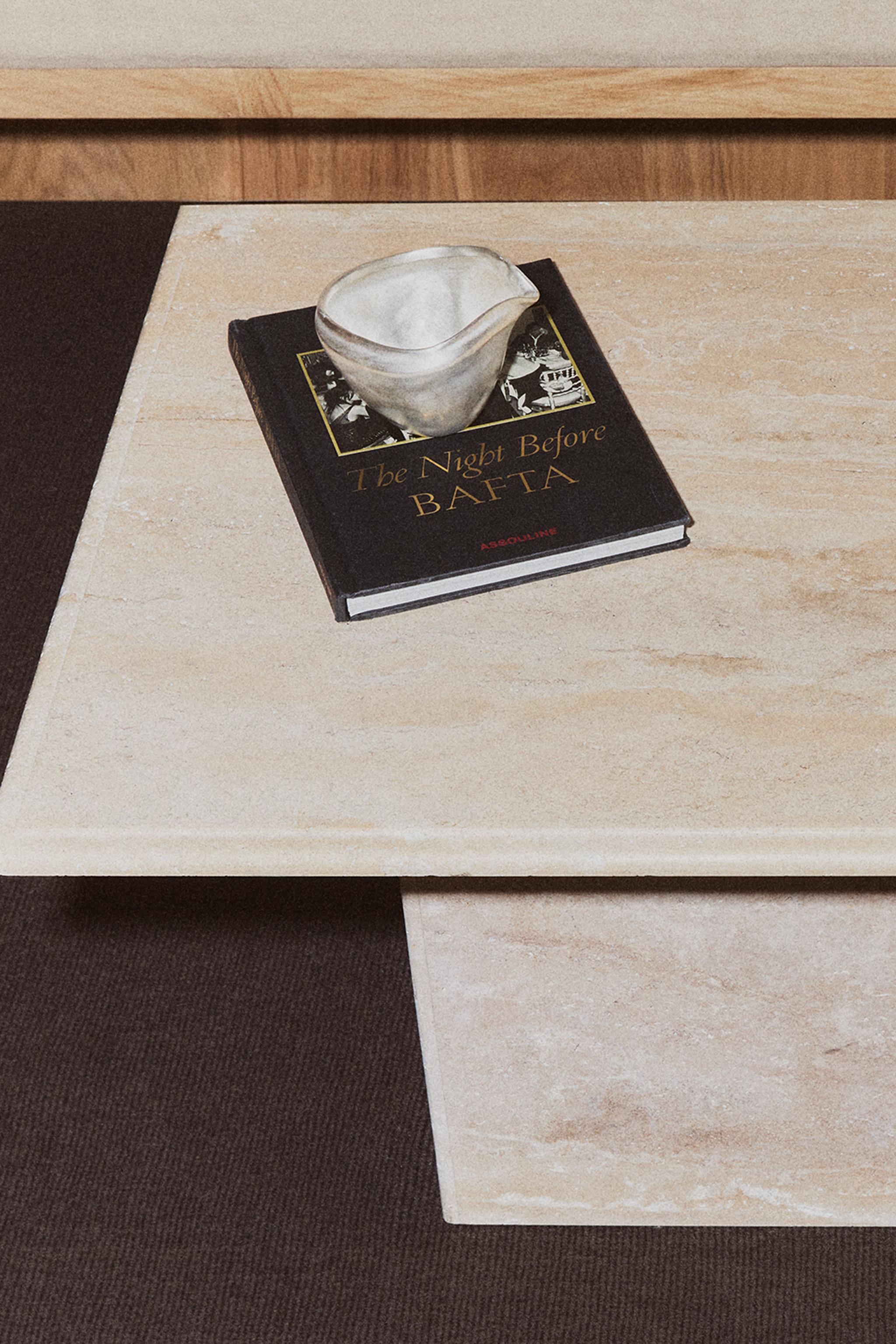 TRAVERTINE MARBLE SIDE TABLE