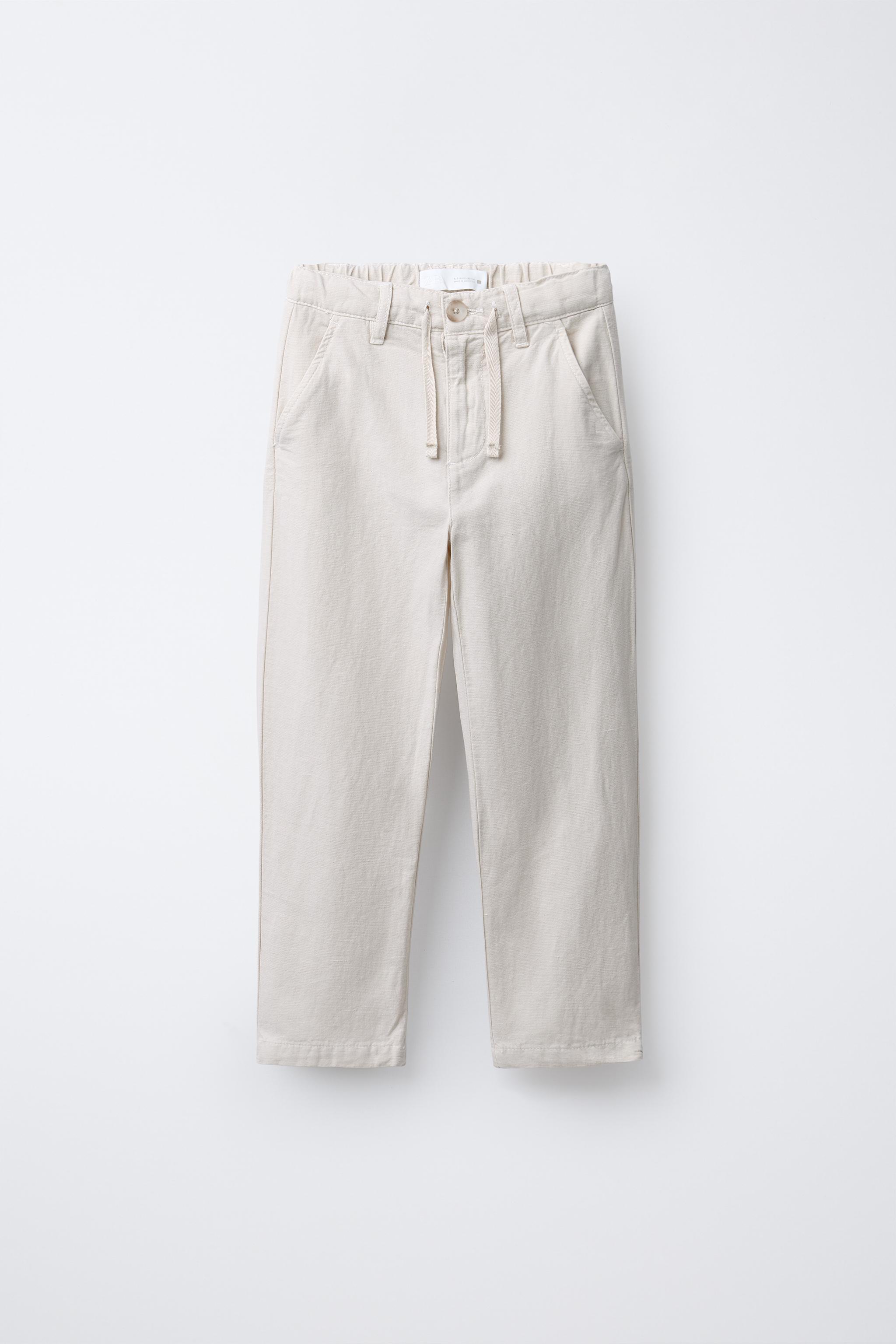 STRAIGHT-LEG COTTON-LINEN PANTS