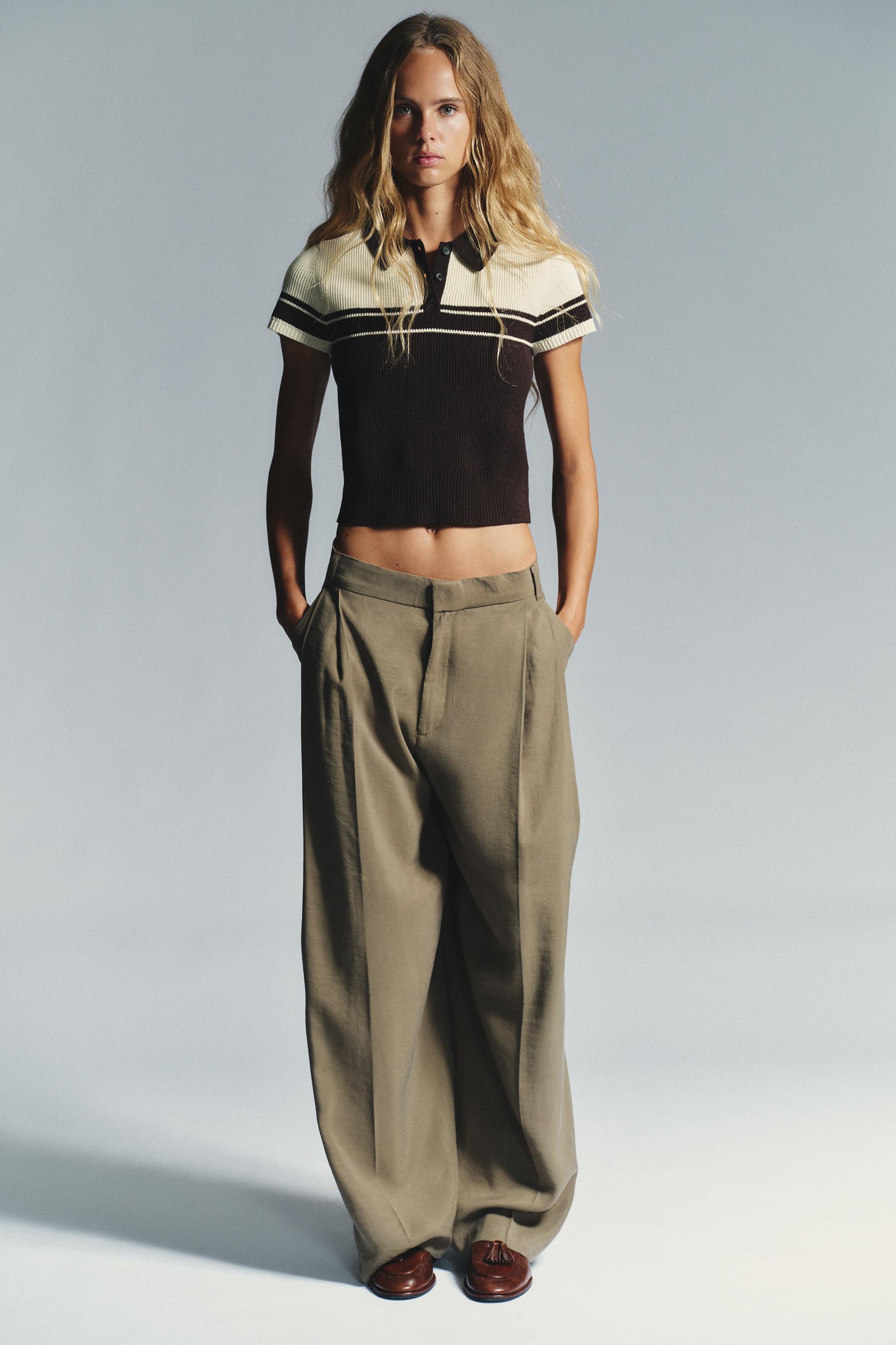 RIBBED KNIT POLO TOP