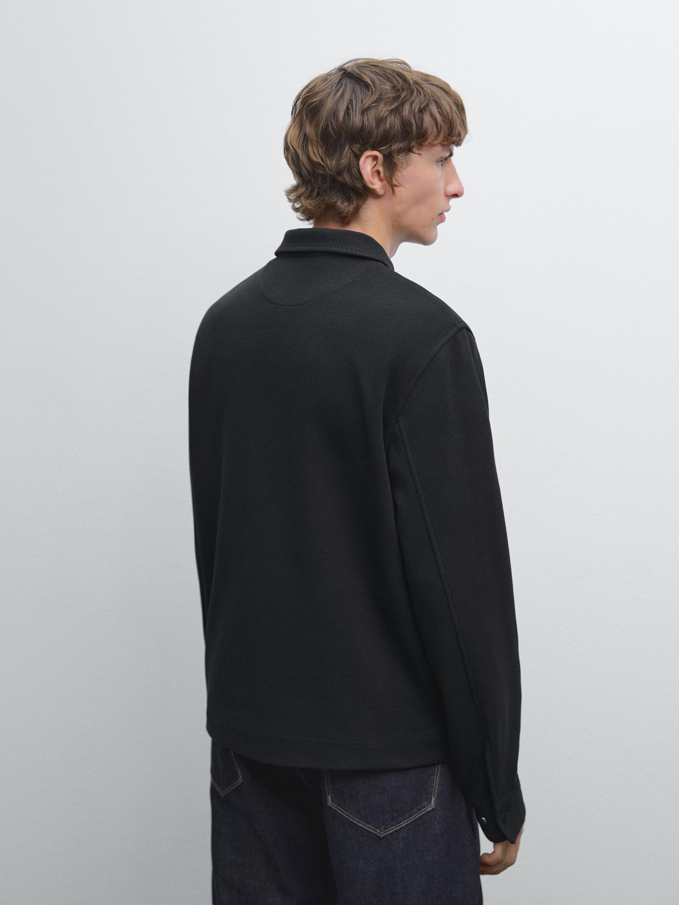 Cotton blend twill jacket with pockets