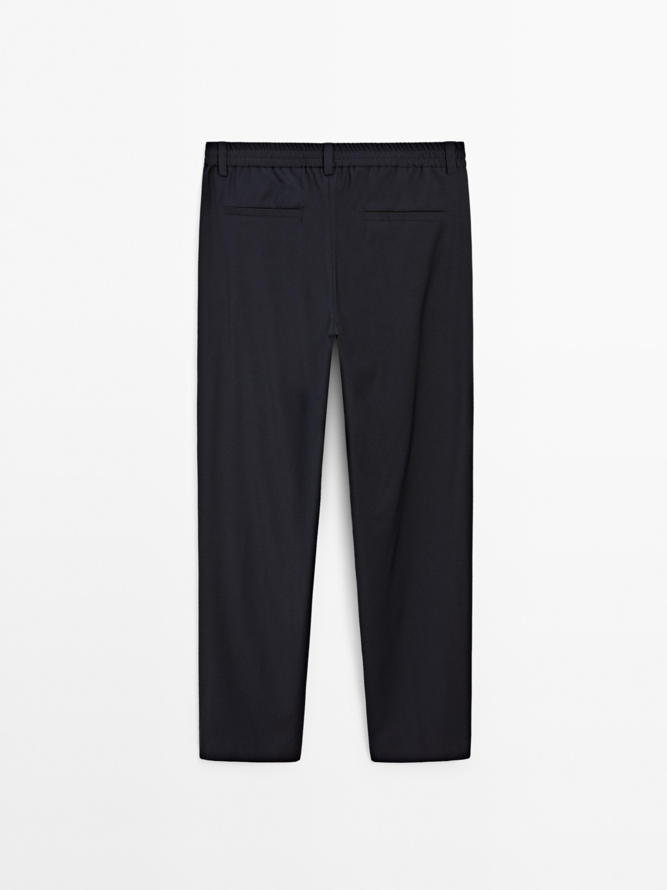 Wool blend jogger fit trousers