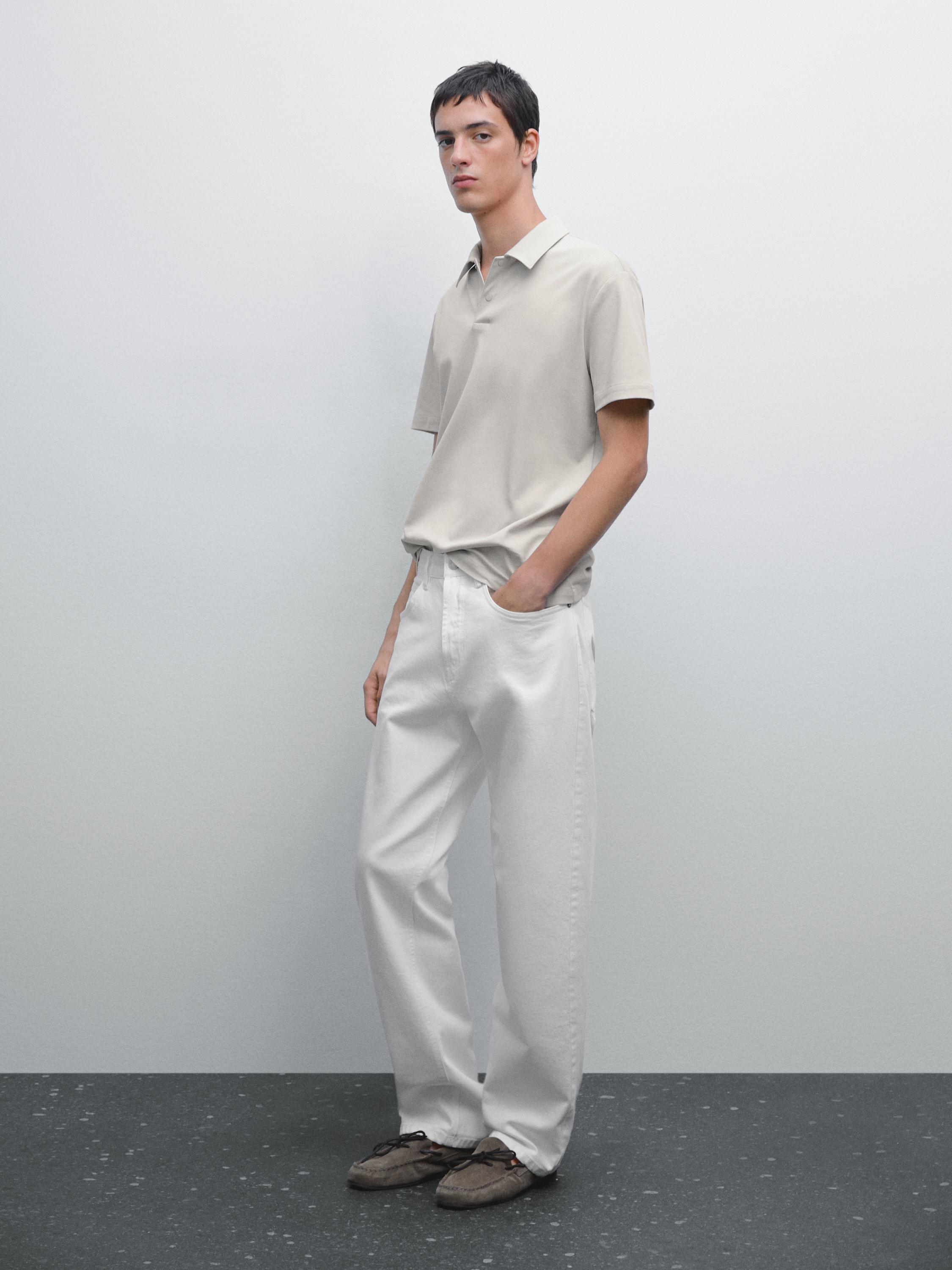 Short sleeve polo shirt with snap-button placket