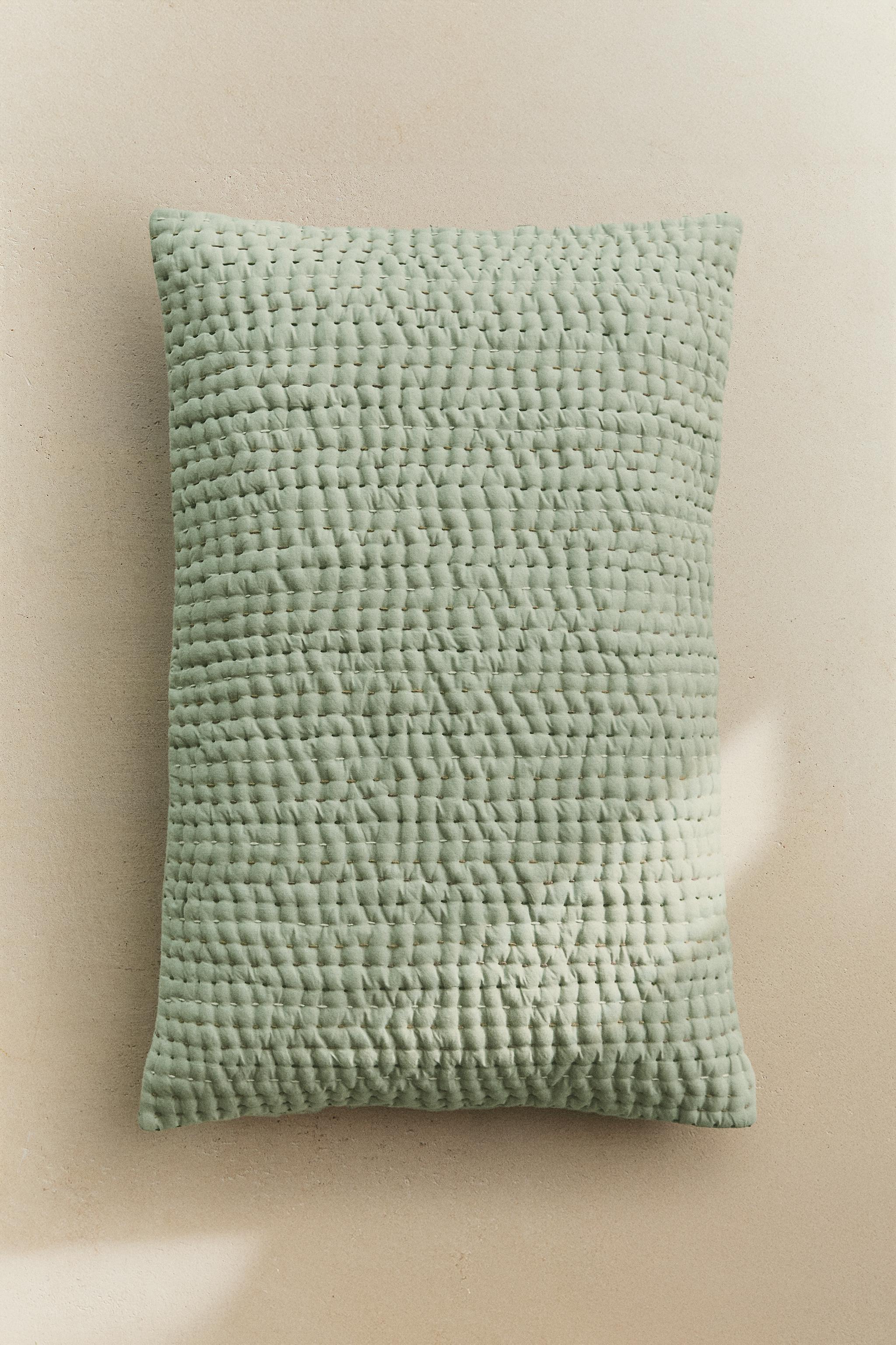 BACKSTITCHED THROW PILLOW COVER