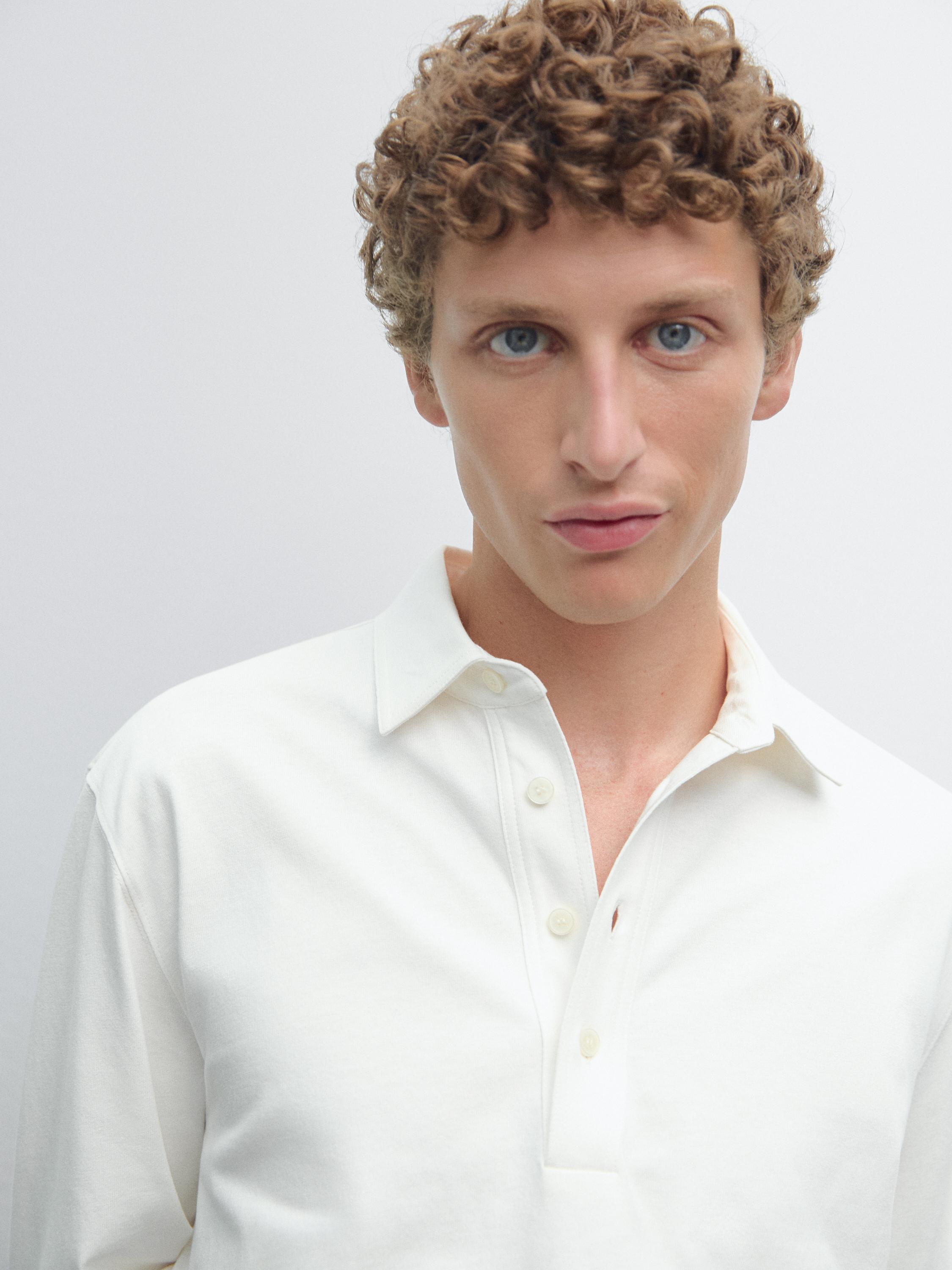 100% cotton long sleeve polo shirt