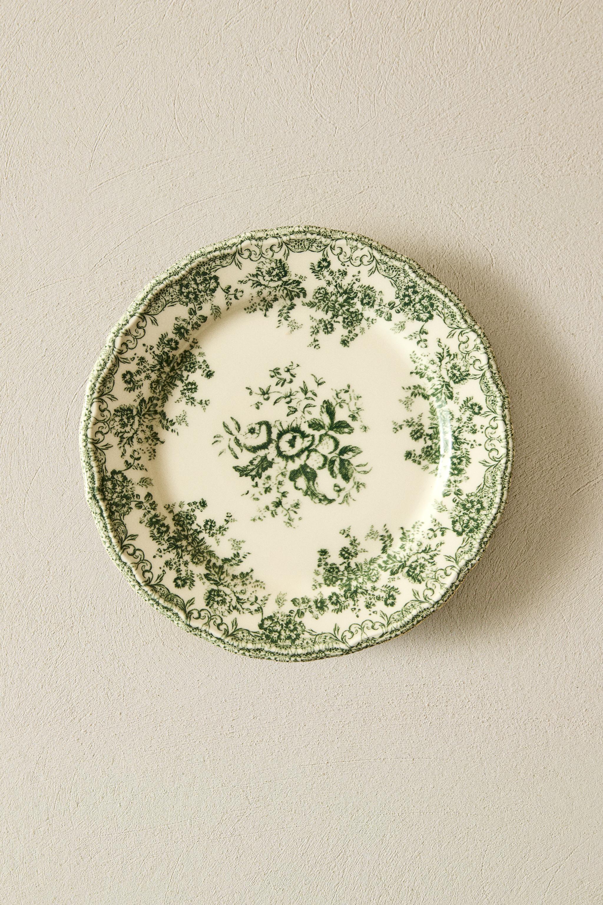 FLORAL EARTHENWARE DESSERT PLATE