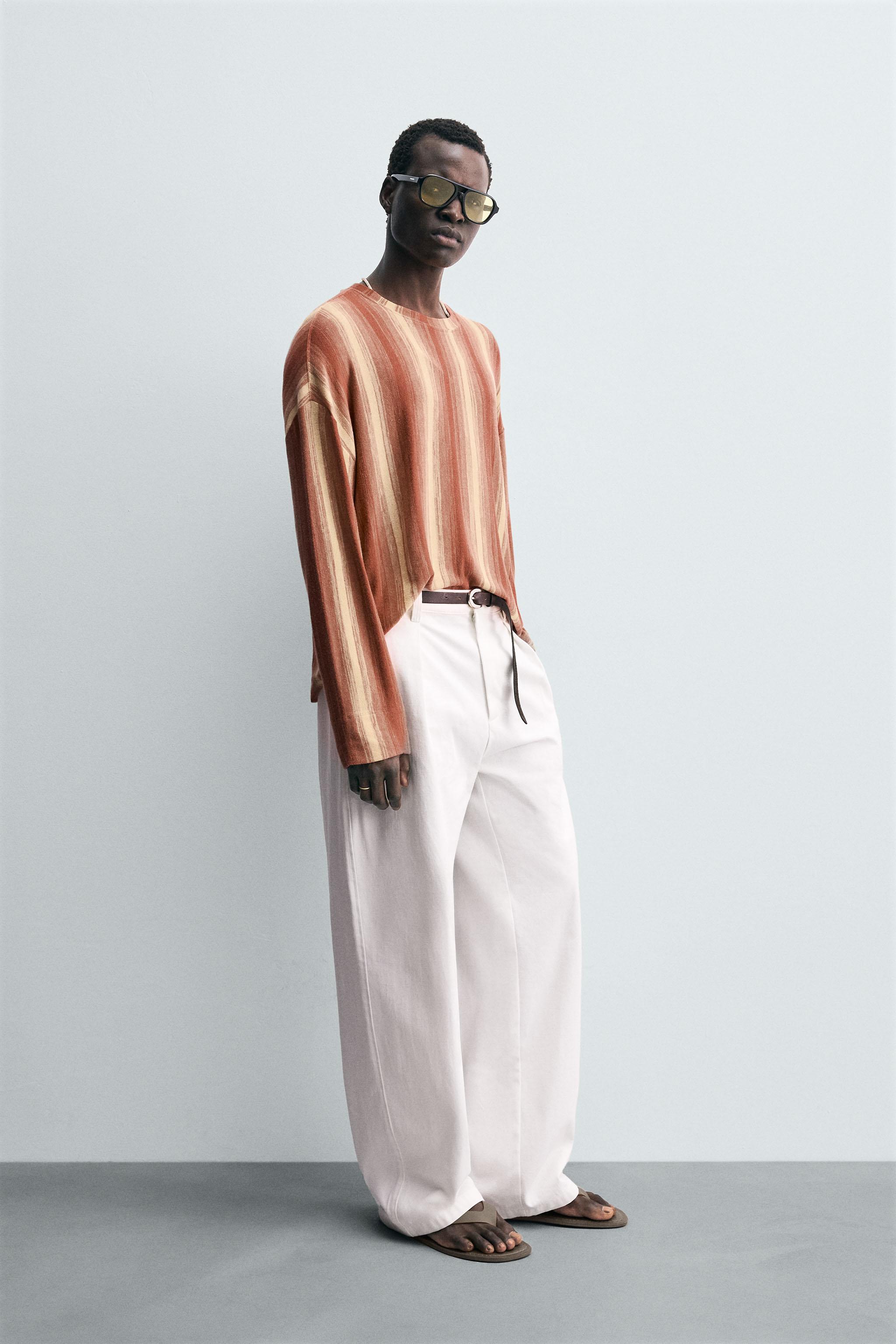 FLOWY STRIPED T-SHIRT