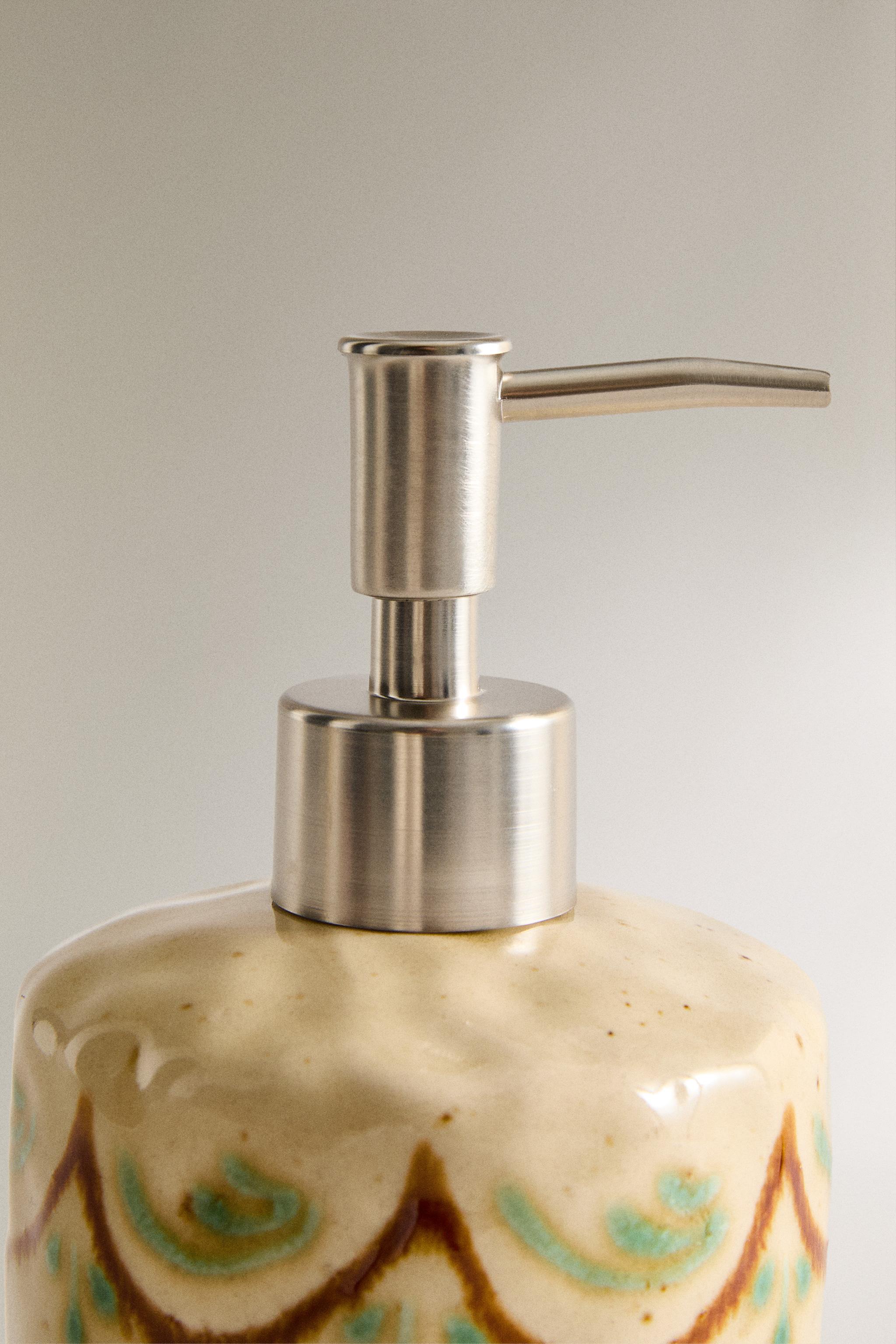 PAINTED CERAMIC SOAP DISPENSER