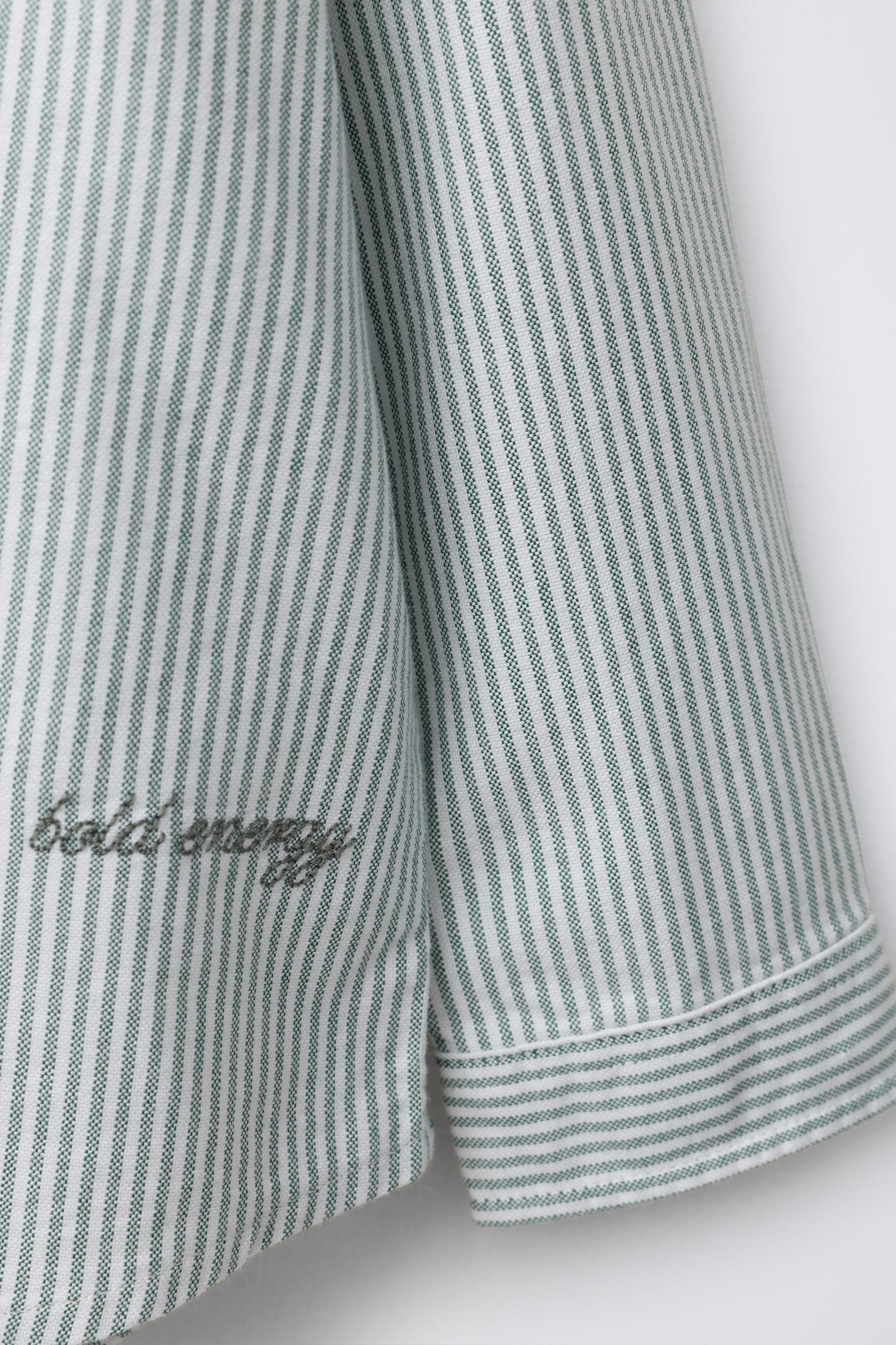 EMBROIDERED TEXT STRIPED SHIRT