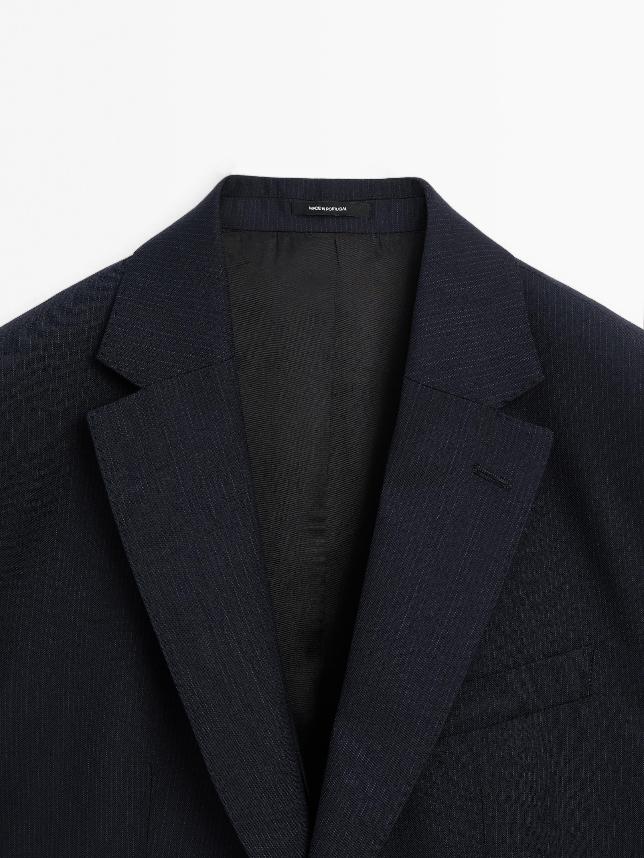 Pinstripe wool suit blazer