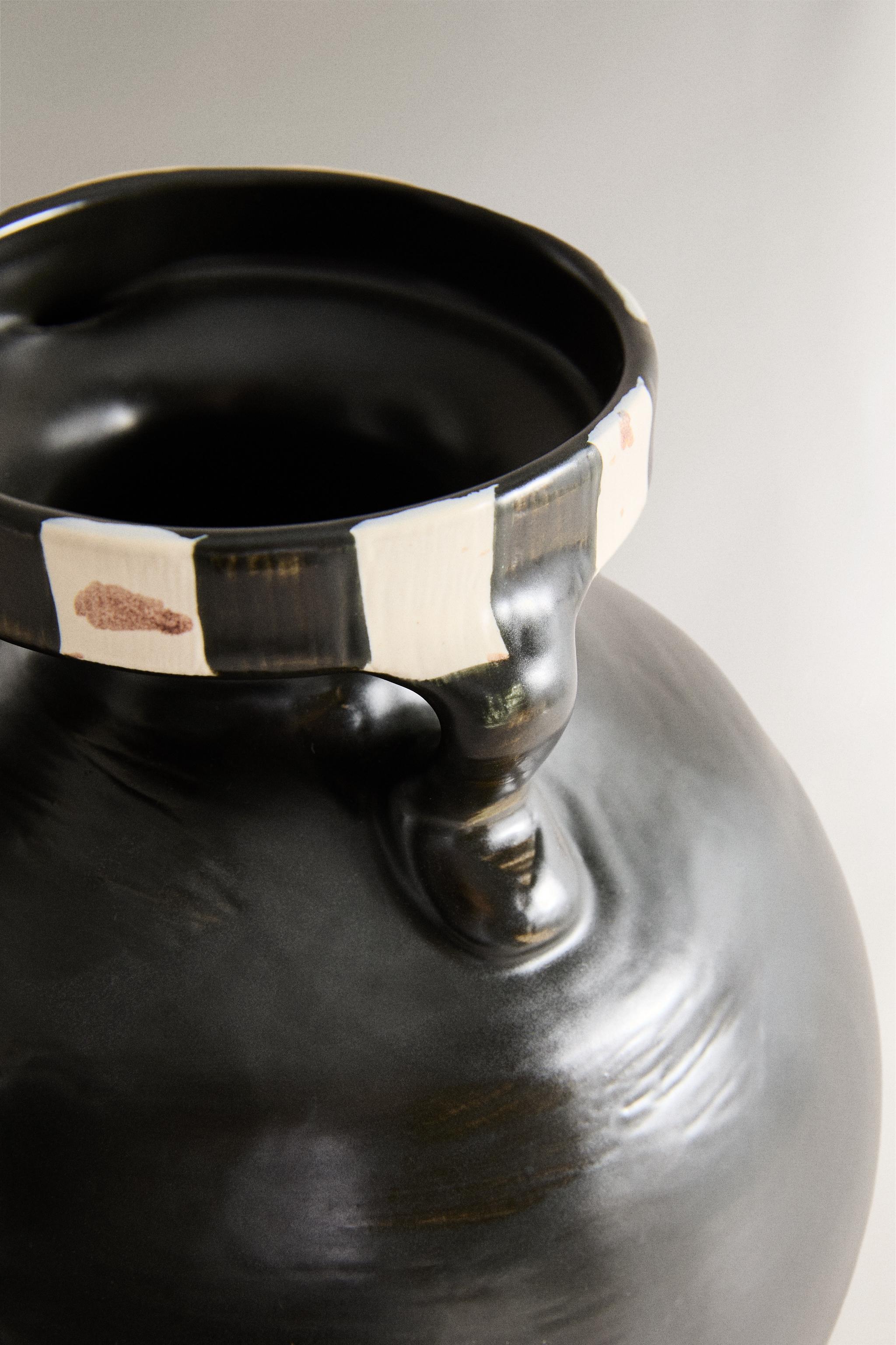 PAINTED STONEWARE VASE