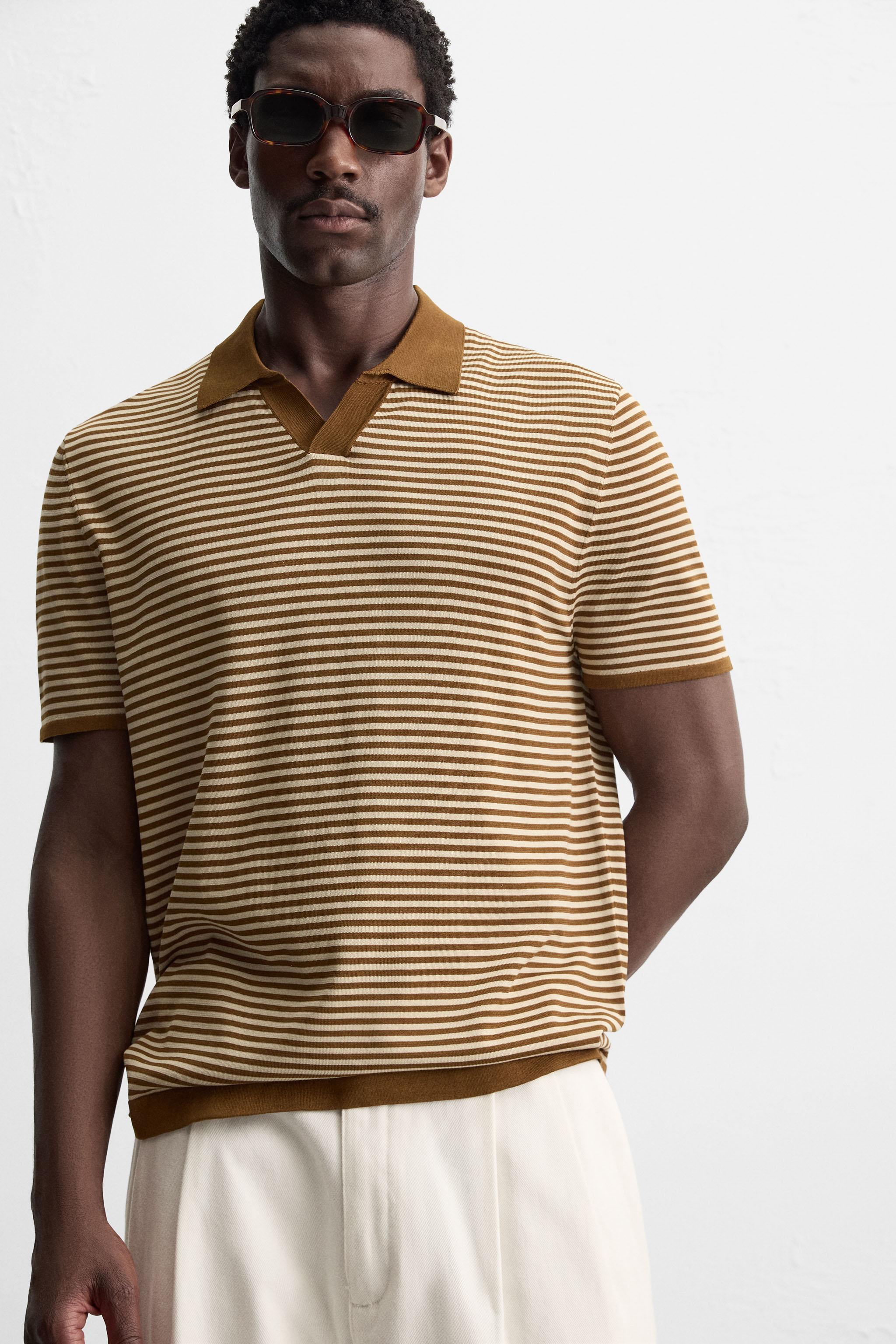 STRIPED KNIT POLO SHIRT