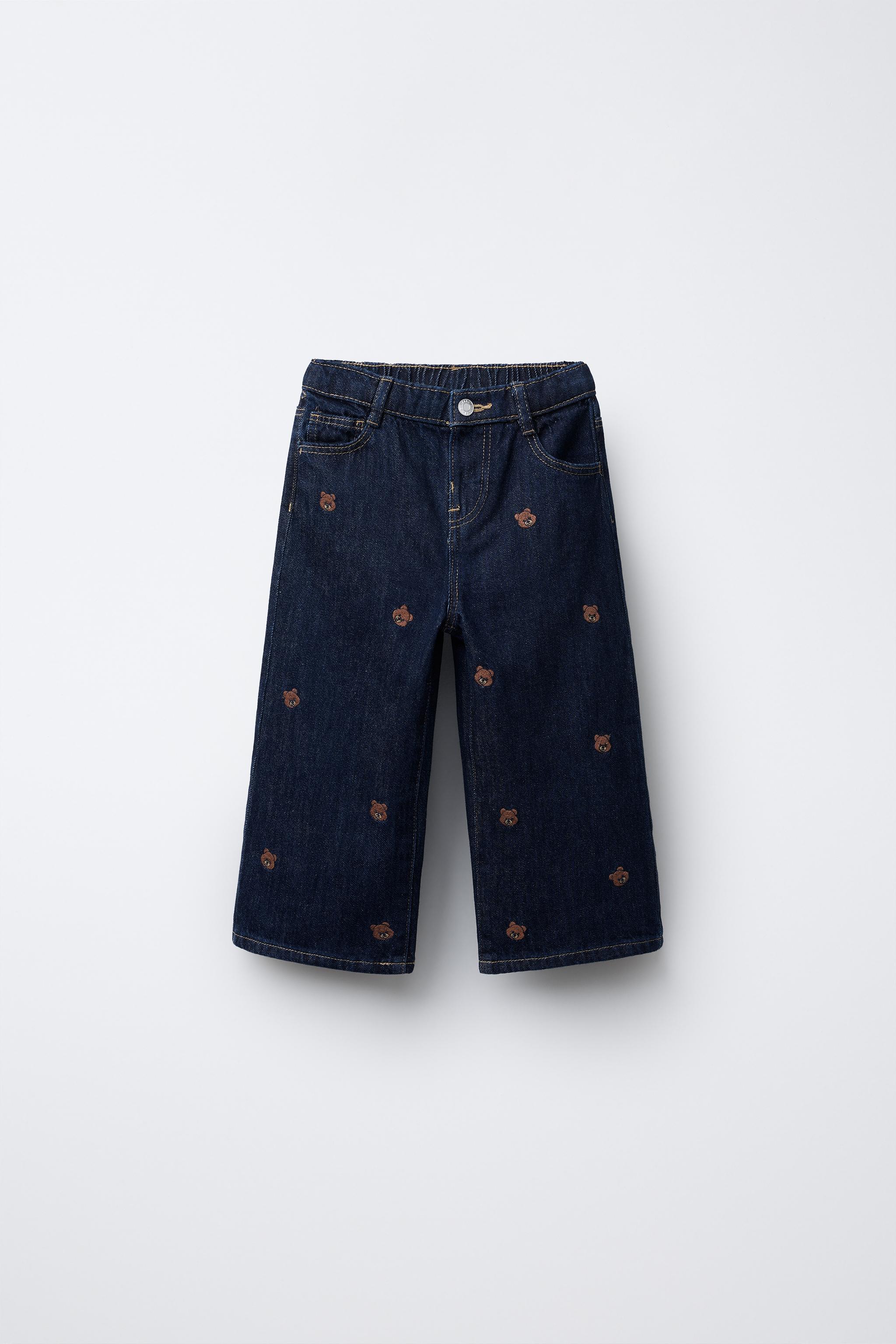 EMBROIDERED BEAR CULOTTE JEANS