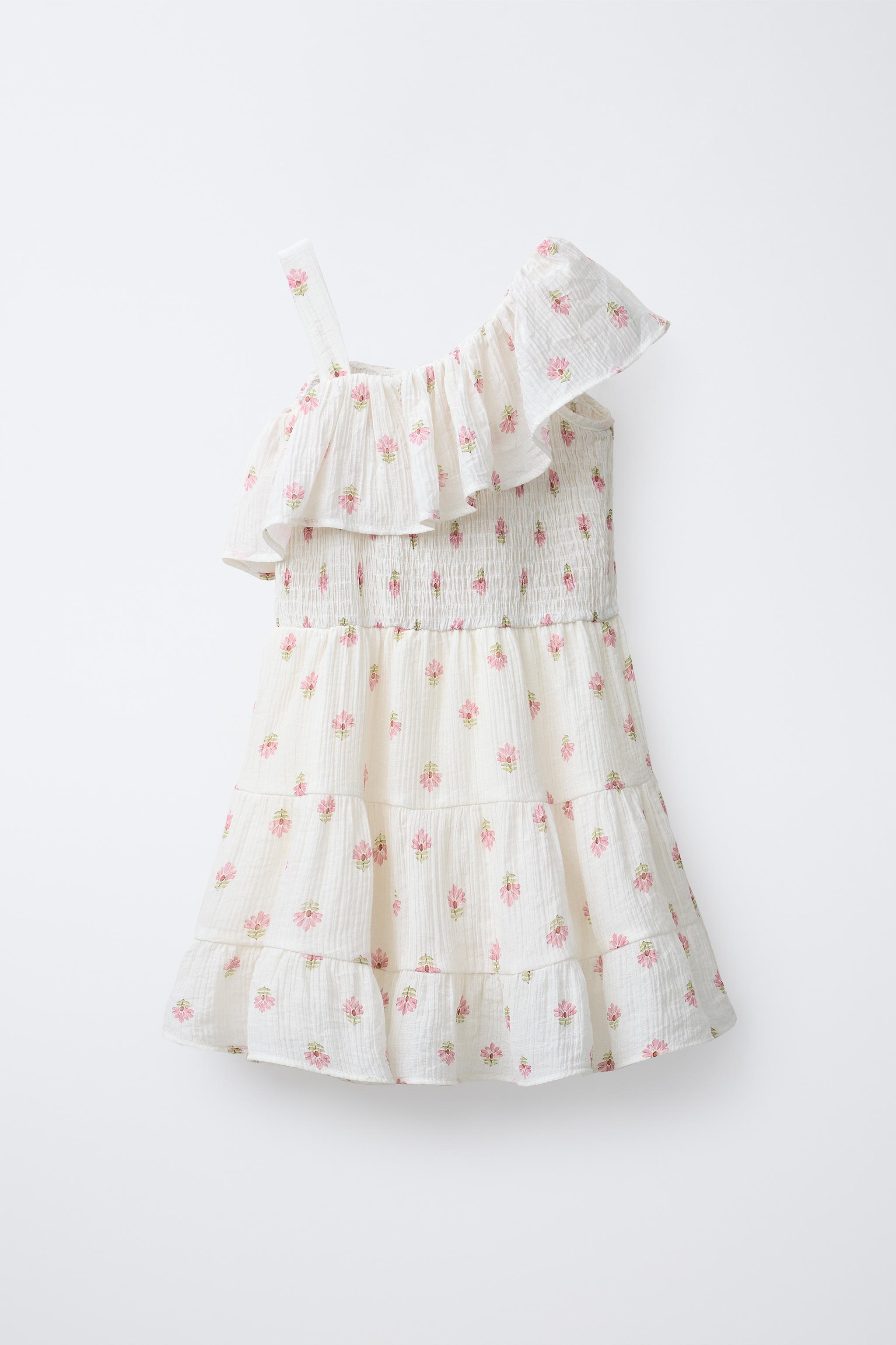 TEXTURED RUFFLED FLORAL DRESS