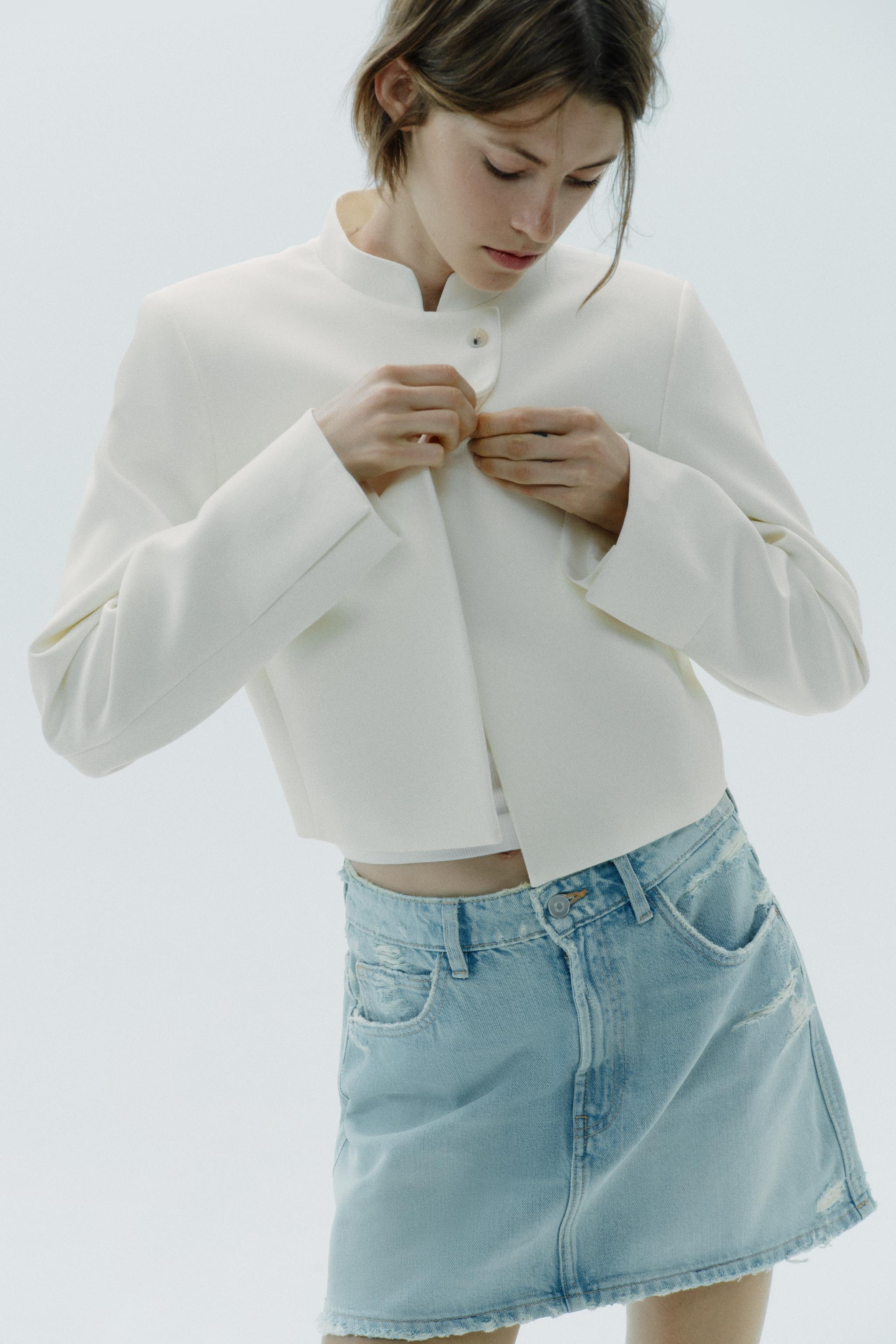 RIPPED TRF DENIM SKIRT