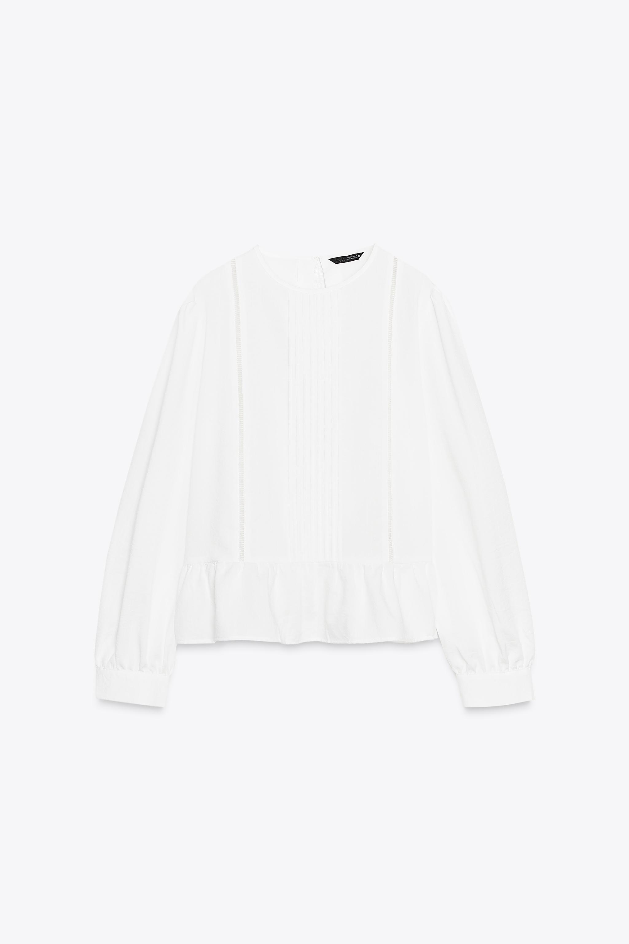 LACE TRIM PEPLUM BLOUSE