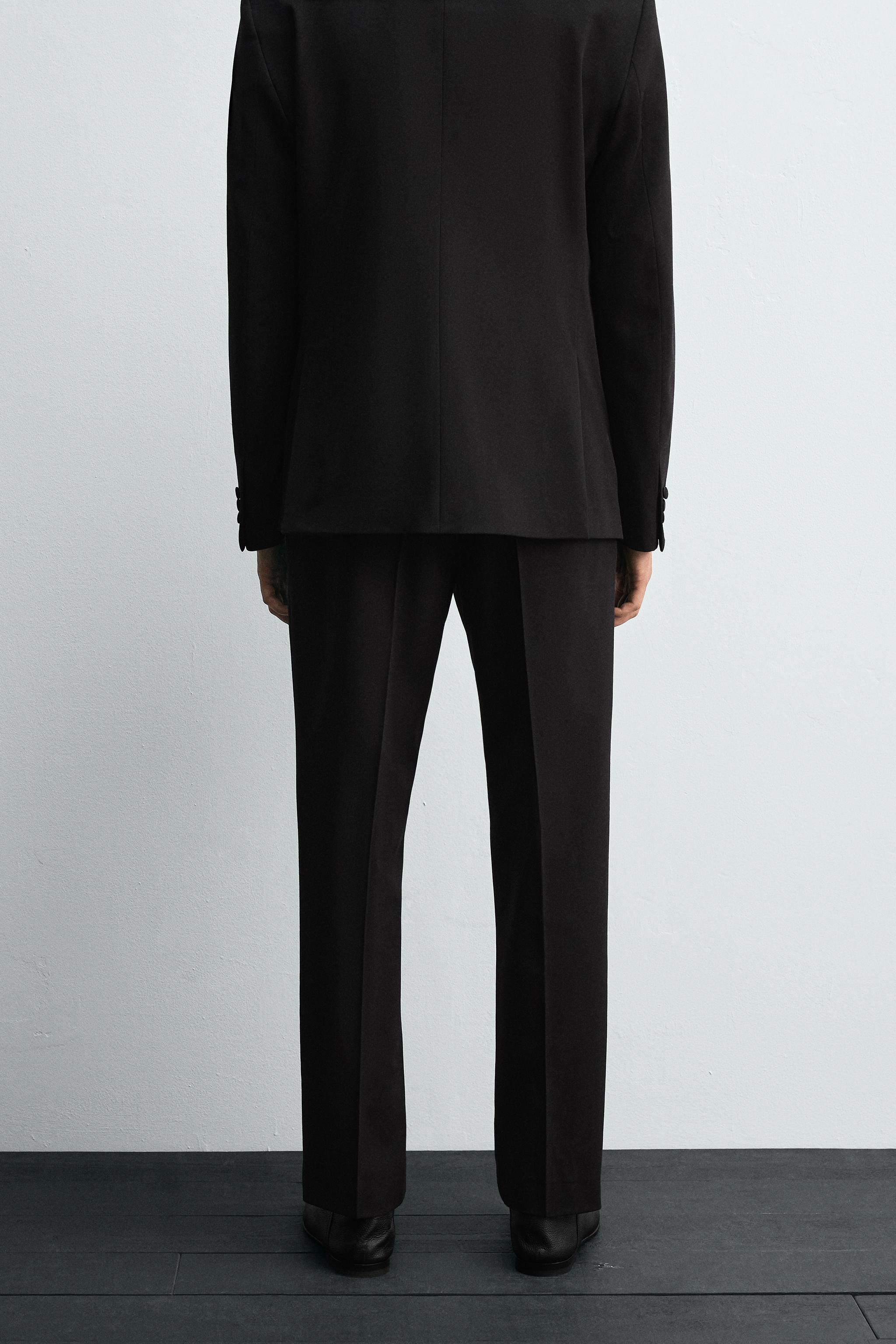 WOOL BLEND TUXEDO SUIT PANTS