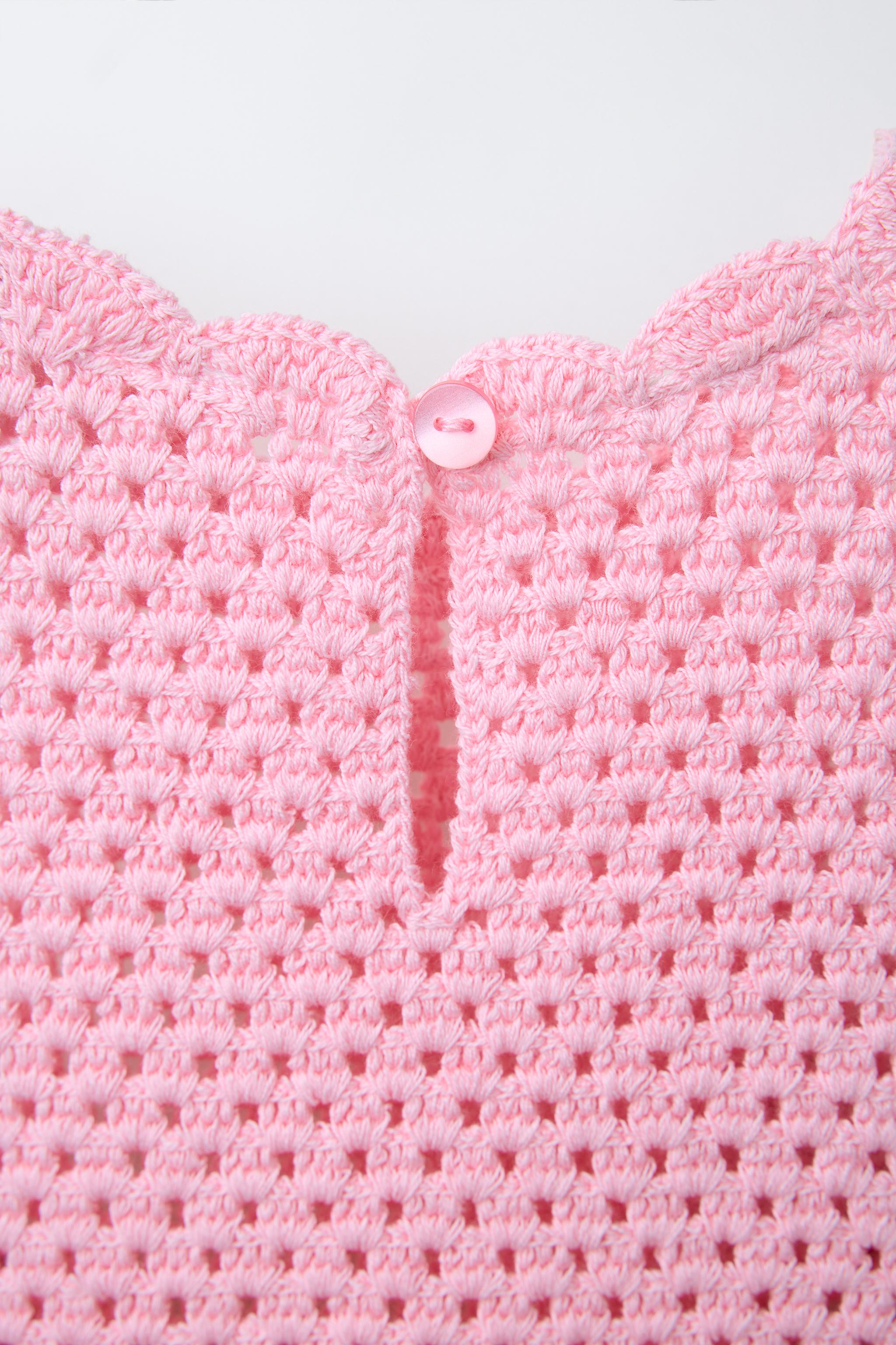 STRAWBERRY CROCHET KNIT DRESS