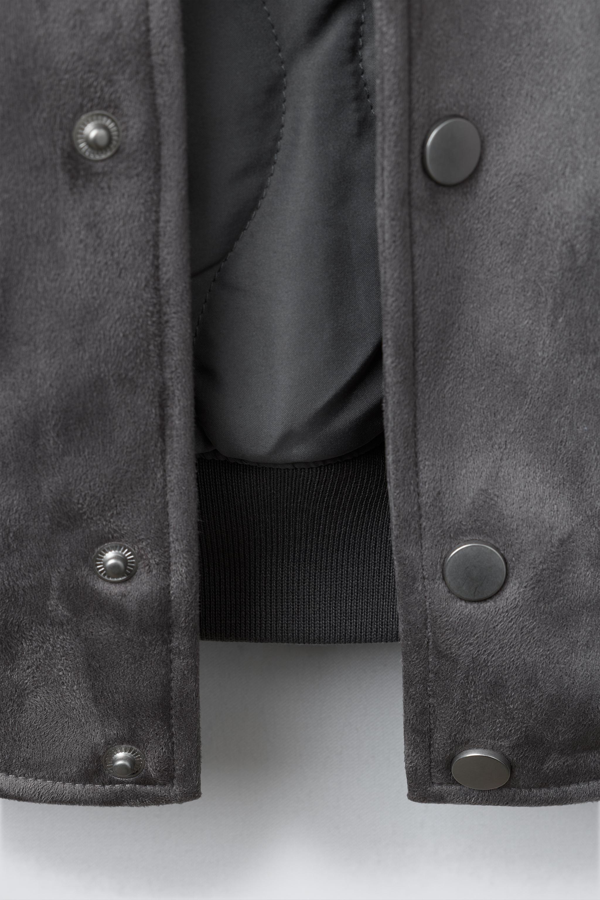 FAUX SUEDE COMBINATION BOMBER JACKET