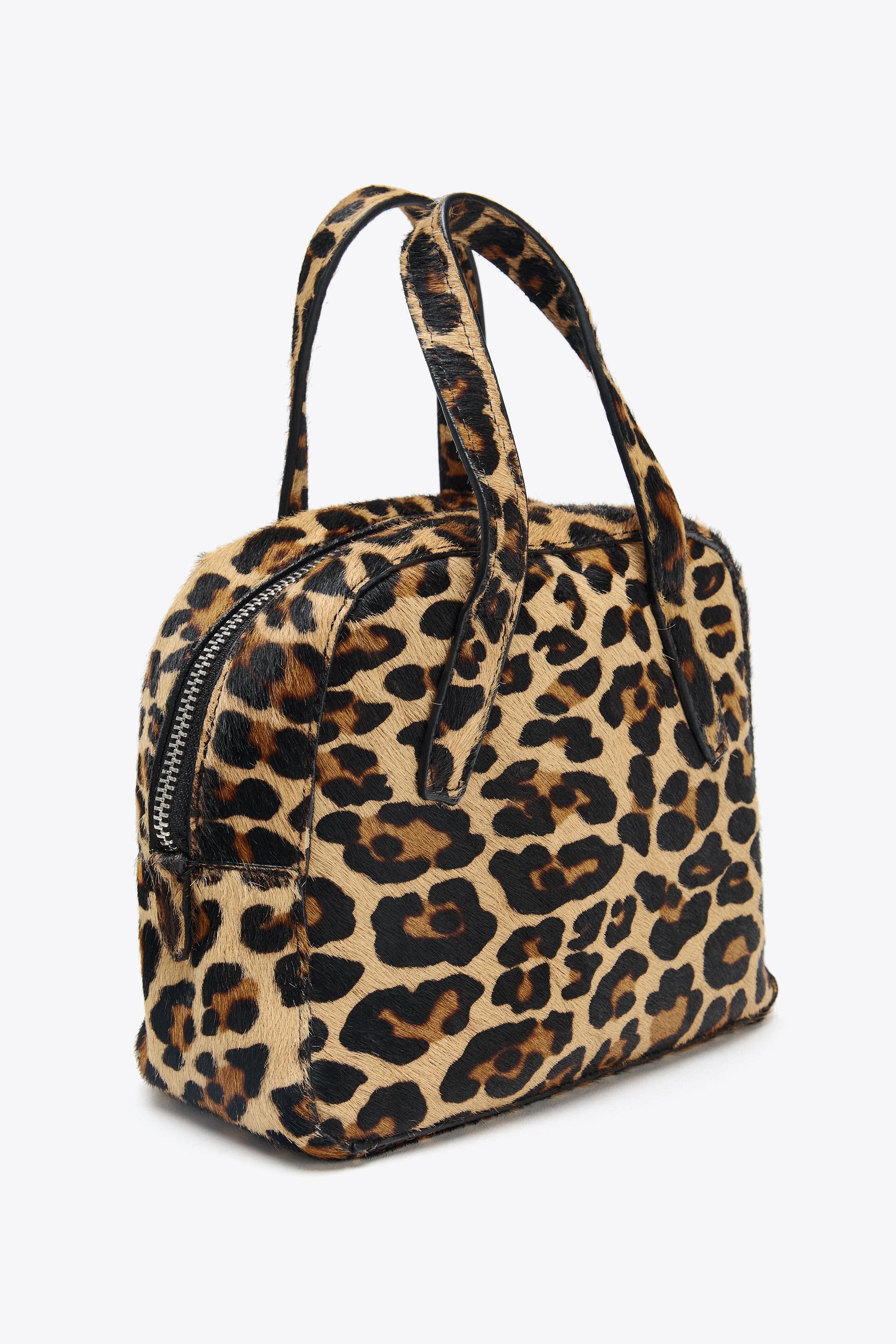 ANIMAL PRINT FUR MINI BOWLING BAG
