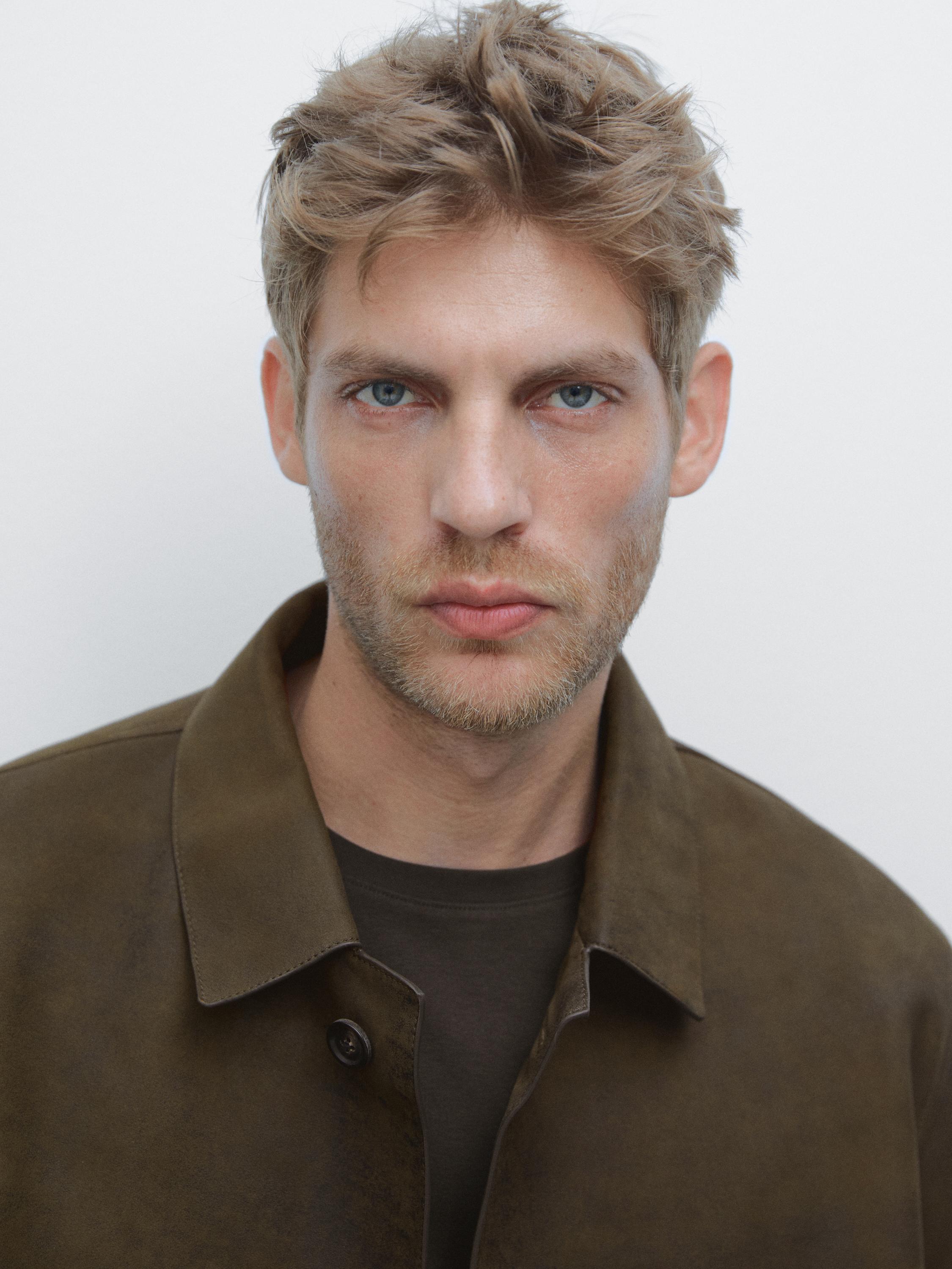 Distressed effect 100% sheepskin leather jacket