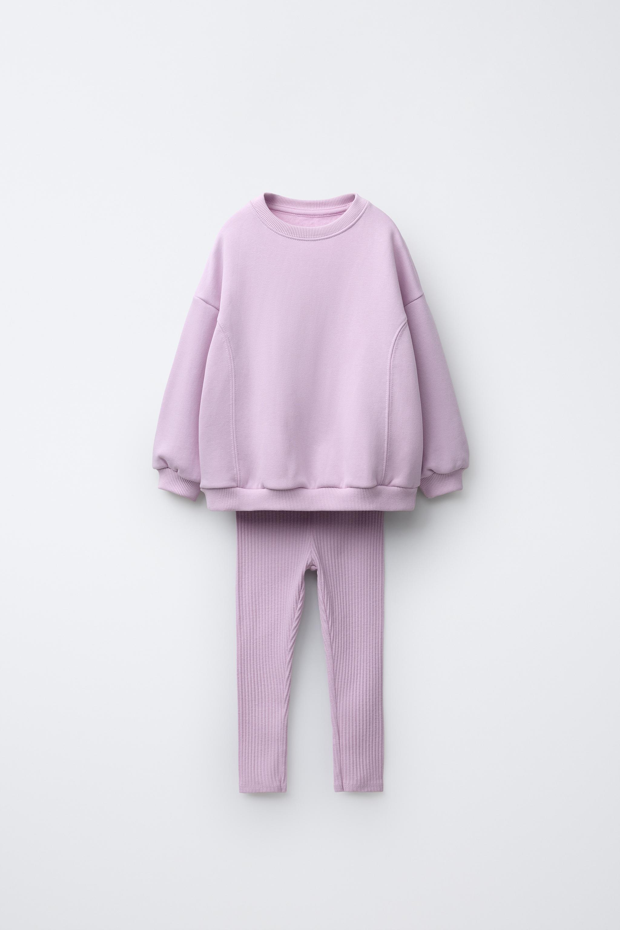 RIBBED LEGGING AND BOW SWEATSHIRT JOGGING SET