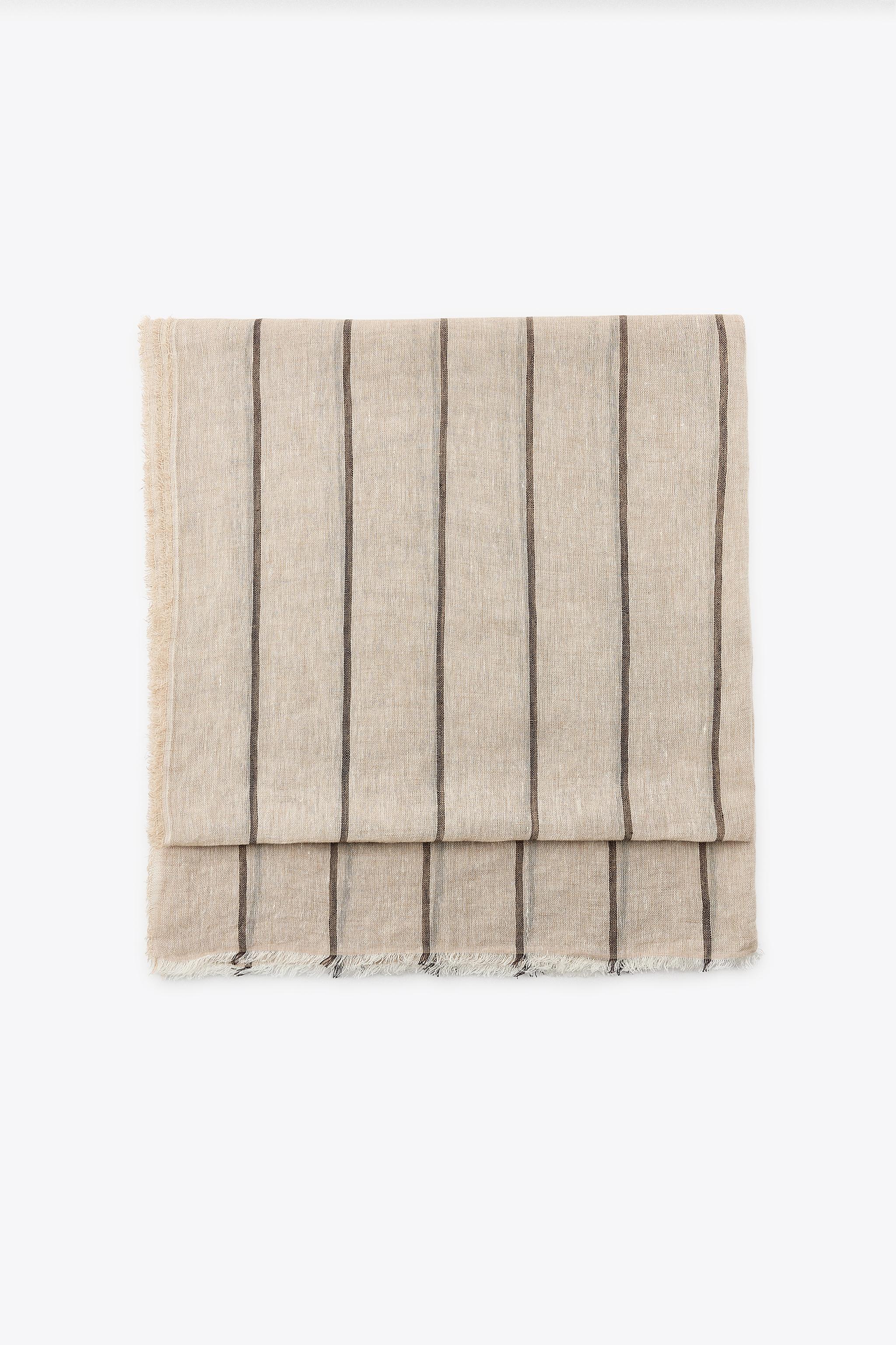 100% STRIPED LINEN SCARF