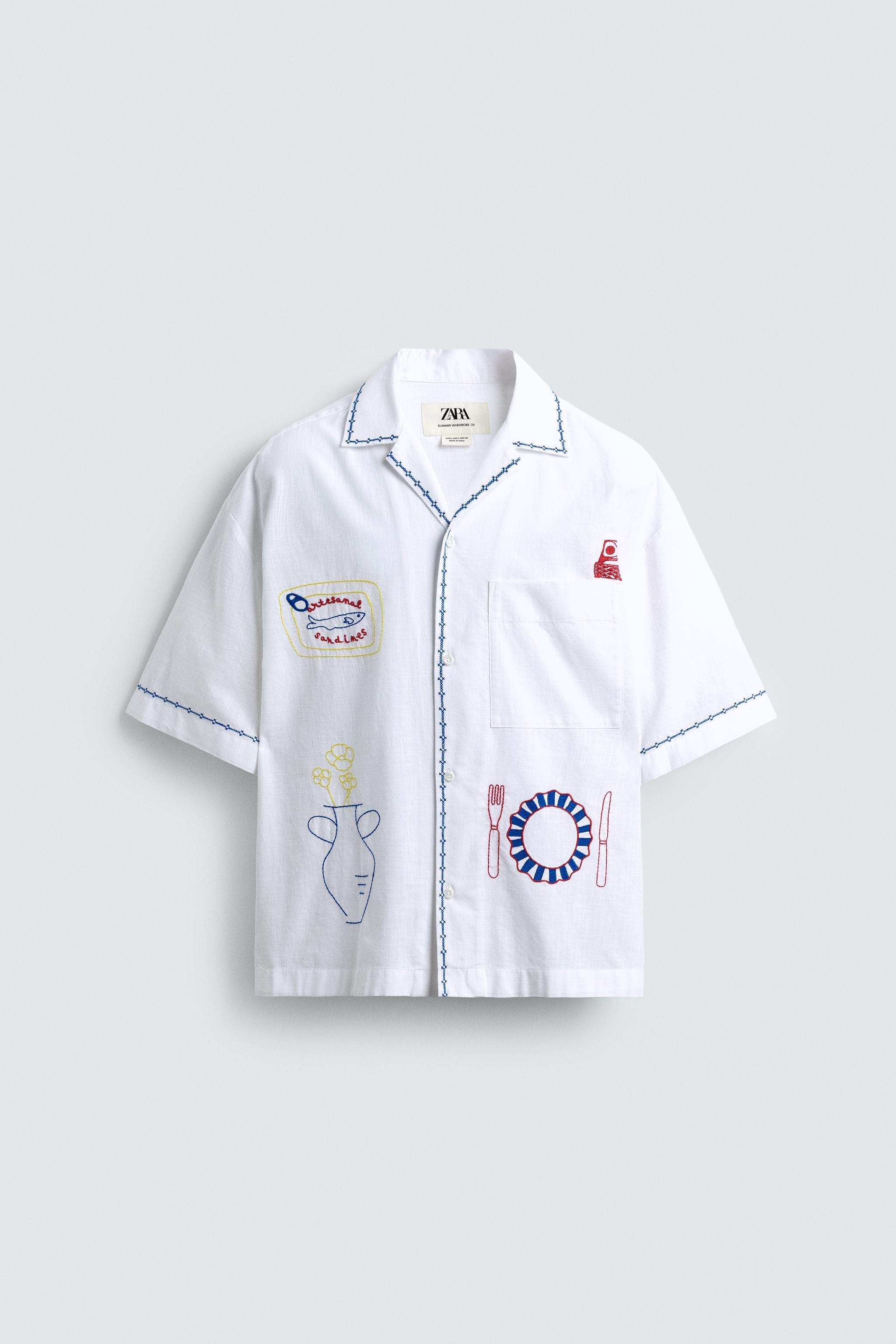 CONTRAST EMBROIDERY SHIRT
