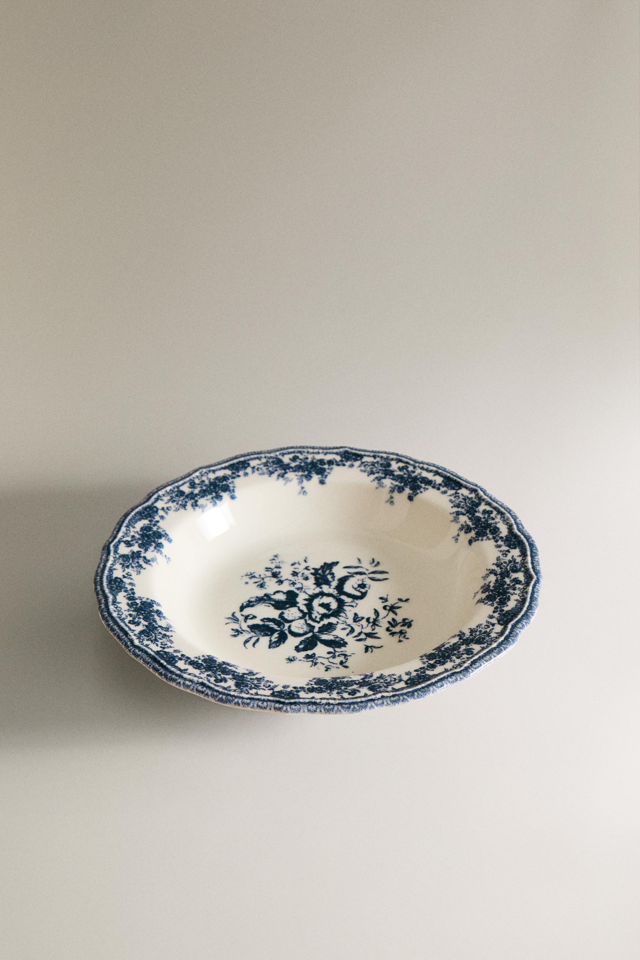 FLORAL EARTHENWARE SOUP PLATE