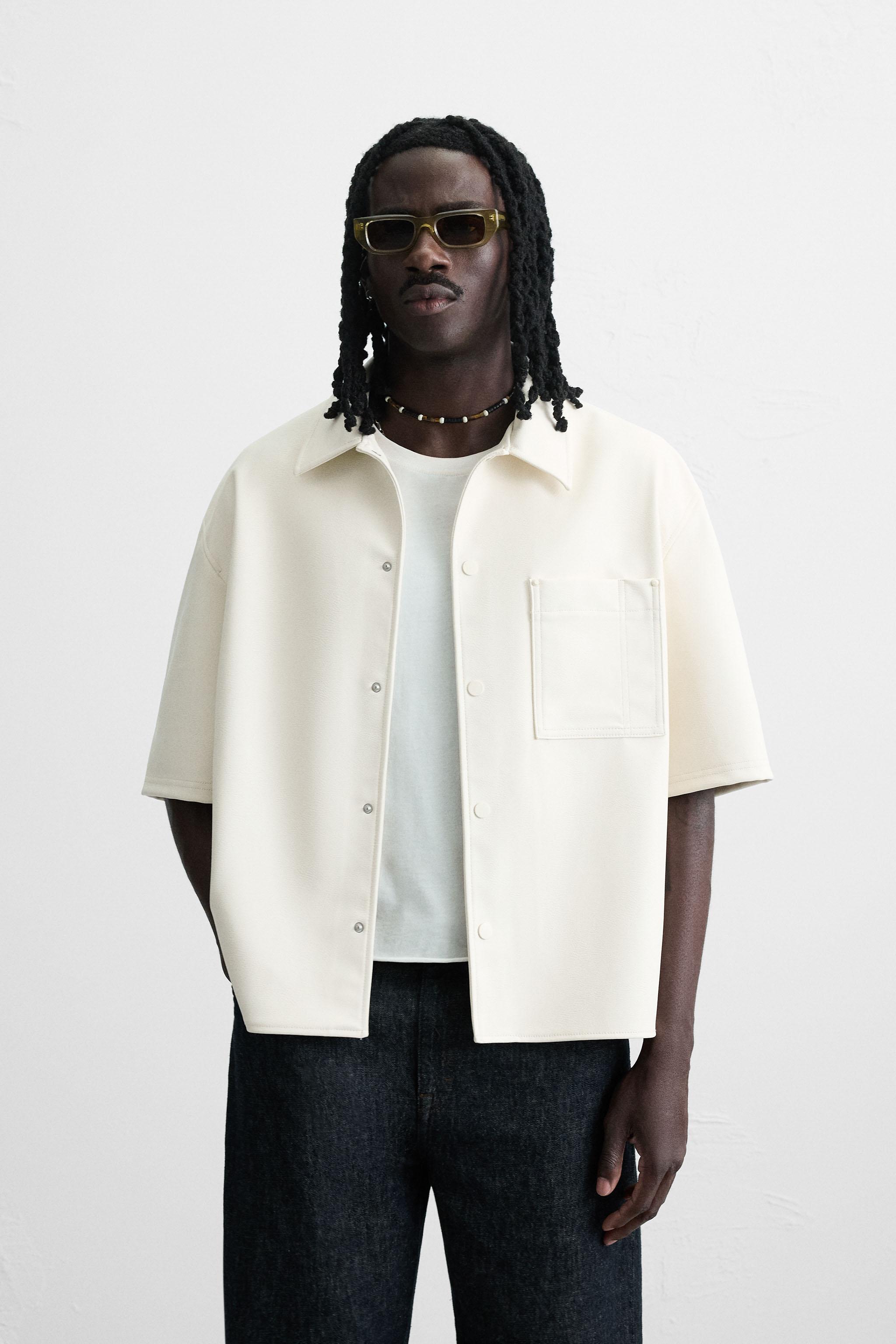 FAUX LEATHER OVERSHIRT