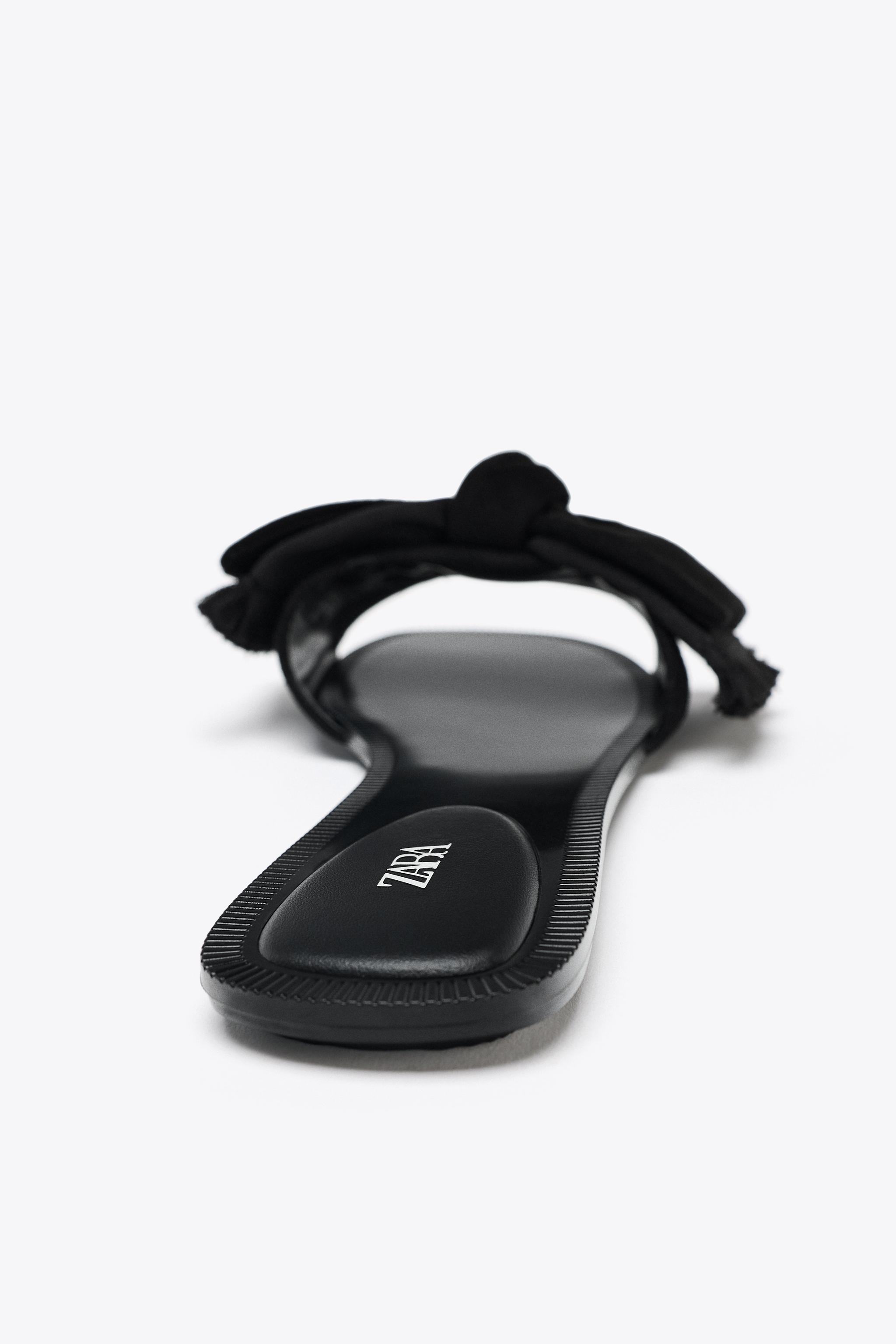 SPLIT LEATHER BOW SANDALS