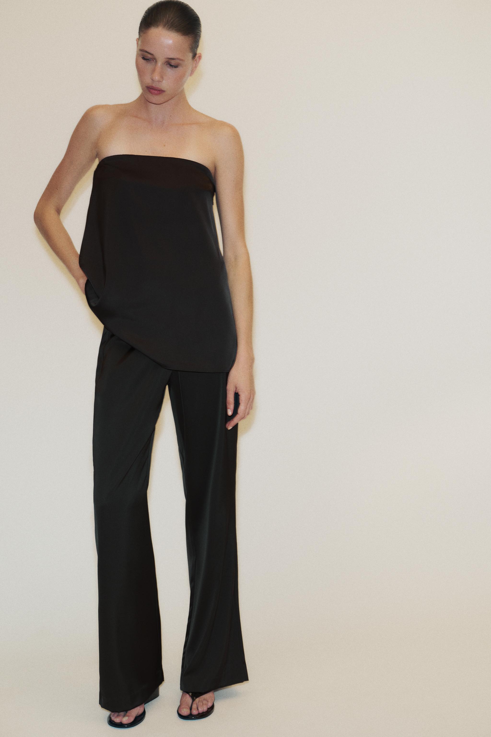 STRAPLESS SATIN EFFECT TOP