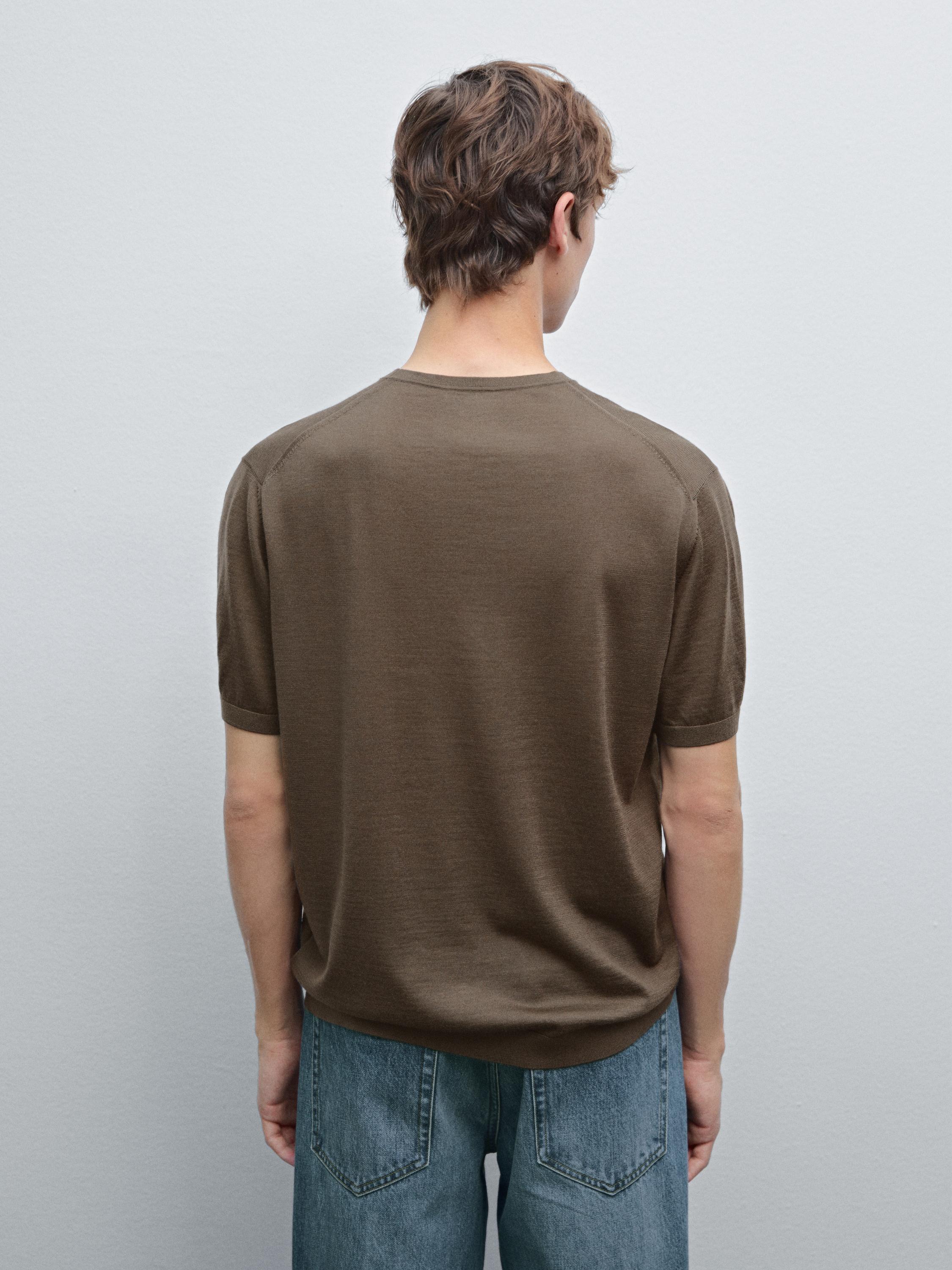Short sleeve knit wool blend T-shirt
