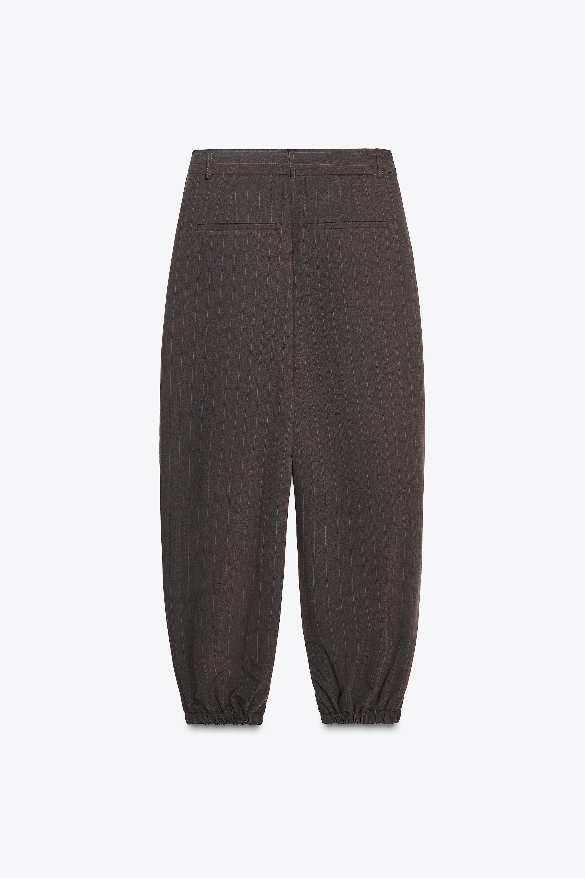 PINSTRIPE PLEATED BALLOON PANTS