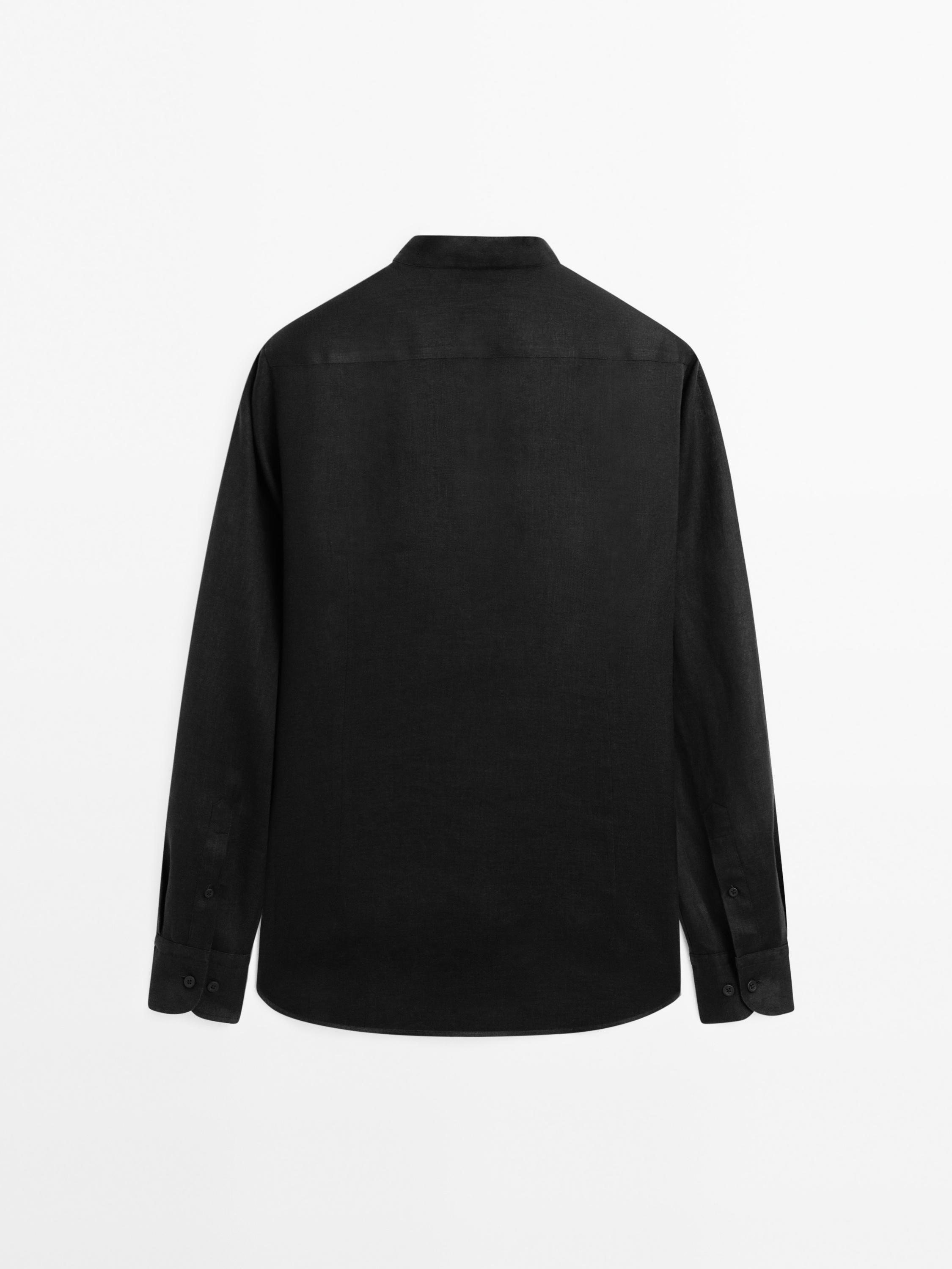 Regular-fit shirt with stand collar